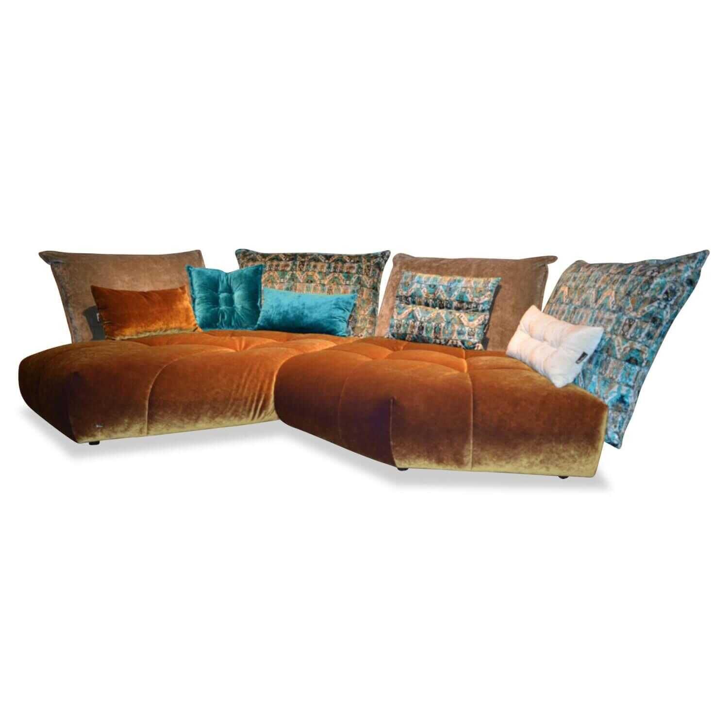 Bretz - Ecksofa Matilda Stoff Kupfer mit 5 Wurfkissen - 1