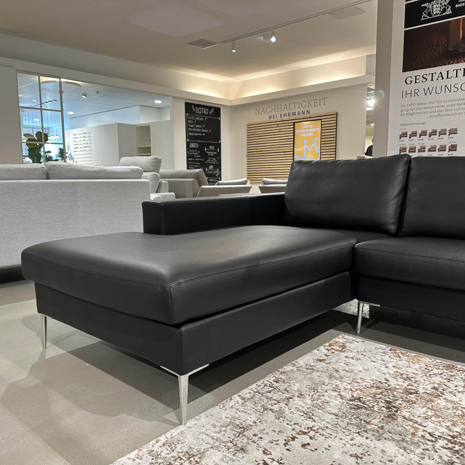 Erpo - Ecksofa CL 820 Leder Schwarz 43.136 Aluminium Fuß - 2