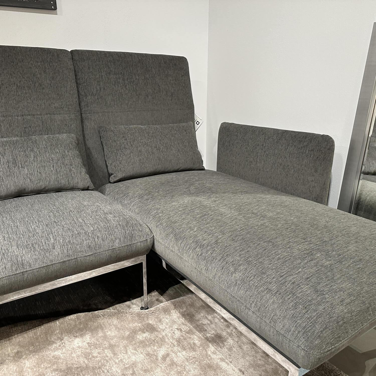 Brühl - Ecksofa Roro Medium Stoff 3249 96 Grau Mit Drehsitz Links Fuß Metall Verchromt - 8