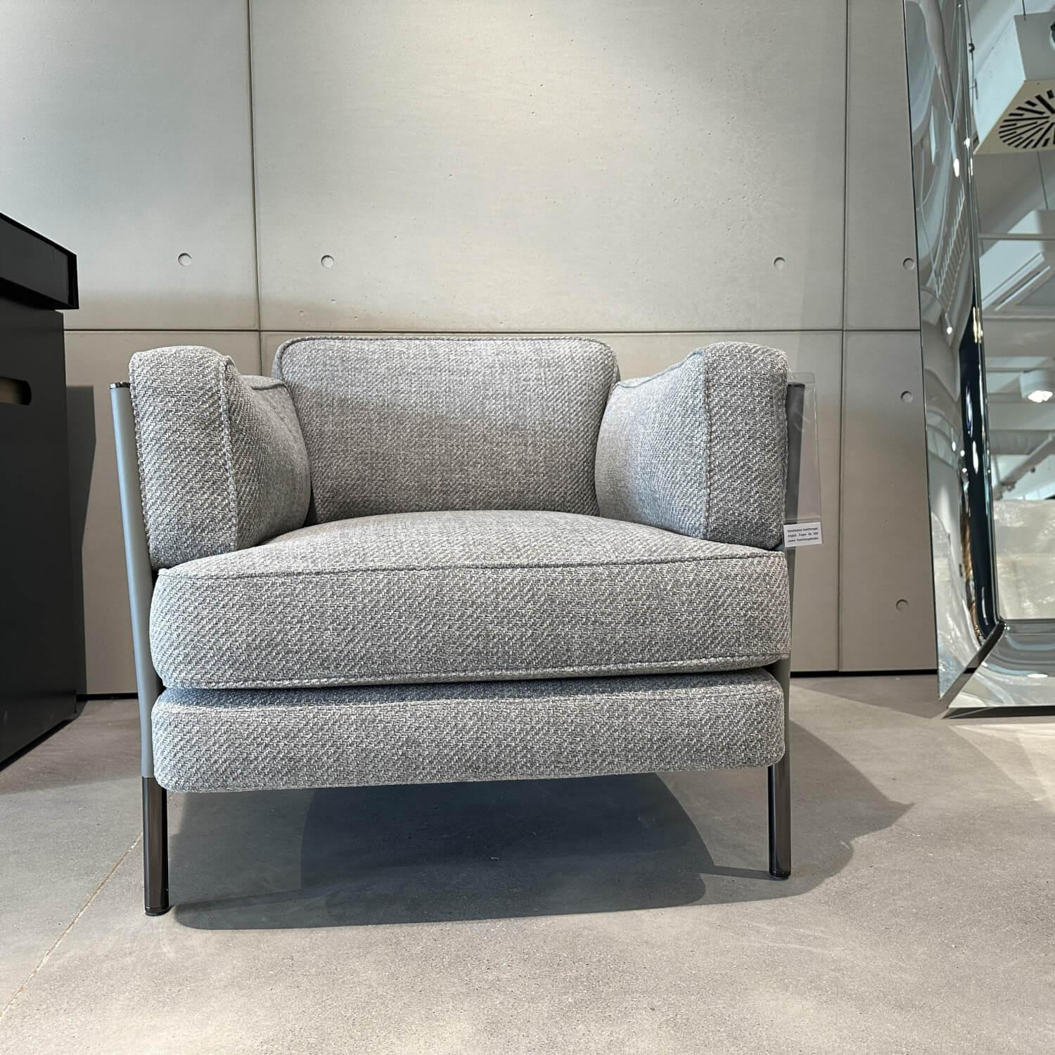 Minotti - Sessel Shelley Innen Stoff Martin 04 Cenere Grau Füße Metall Schwarz - 5