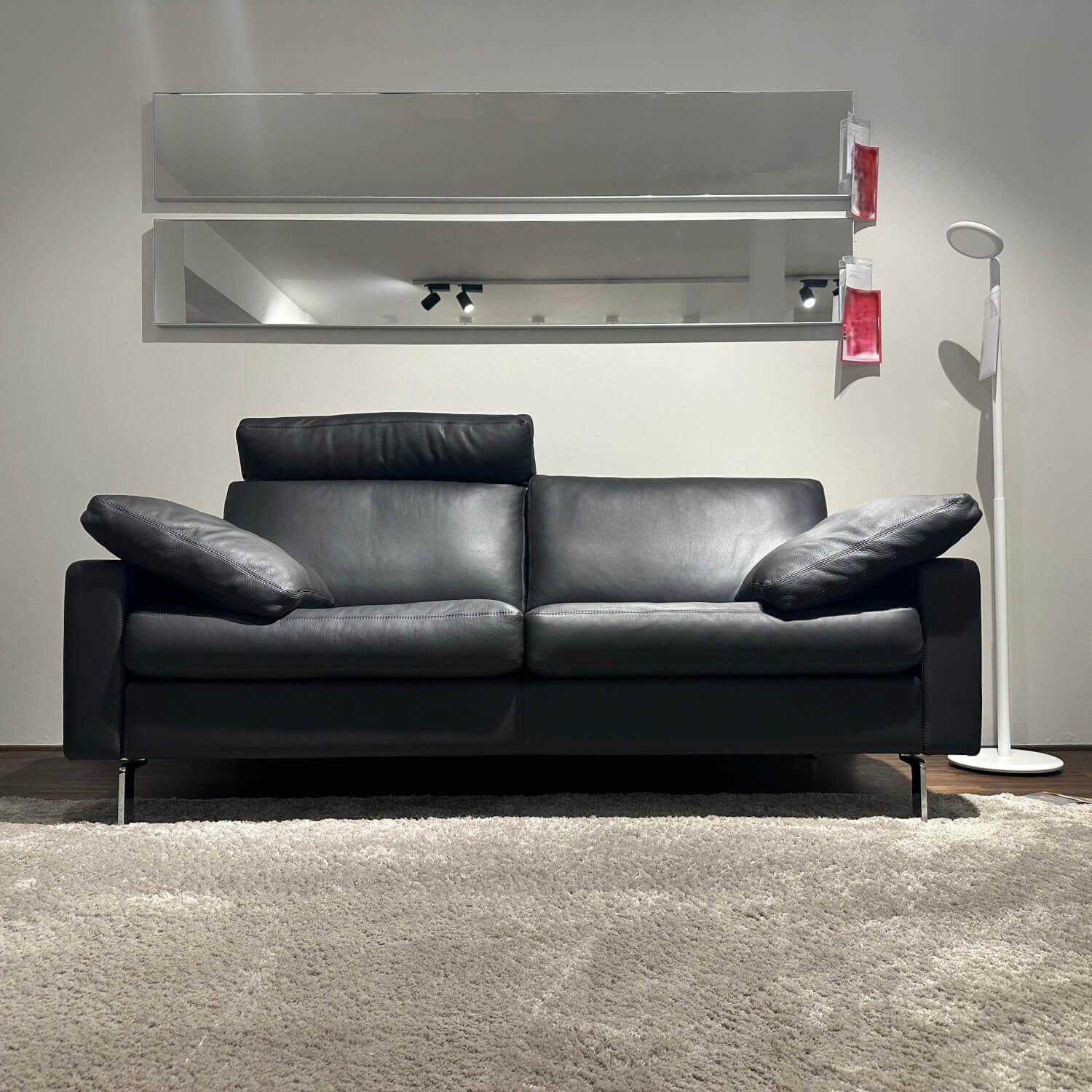 COR - 2er-Set Sofa Conseta Leder Semi 282 Basalt Anthrazit Schmalfuß Metall Verchromt Inklusive Kopfstütze - 7