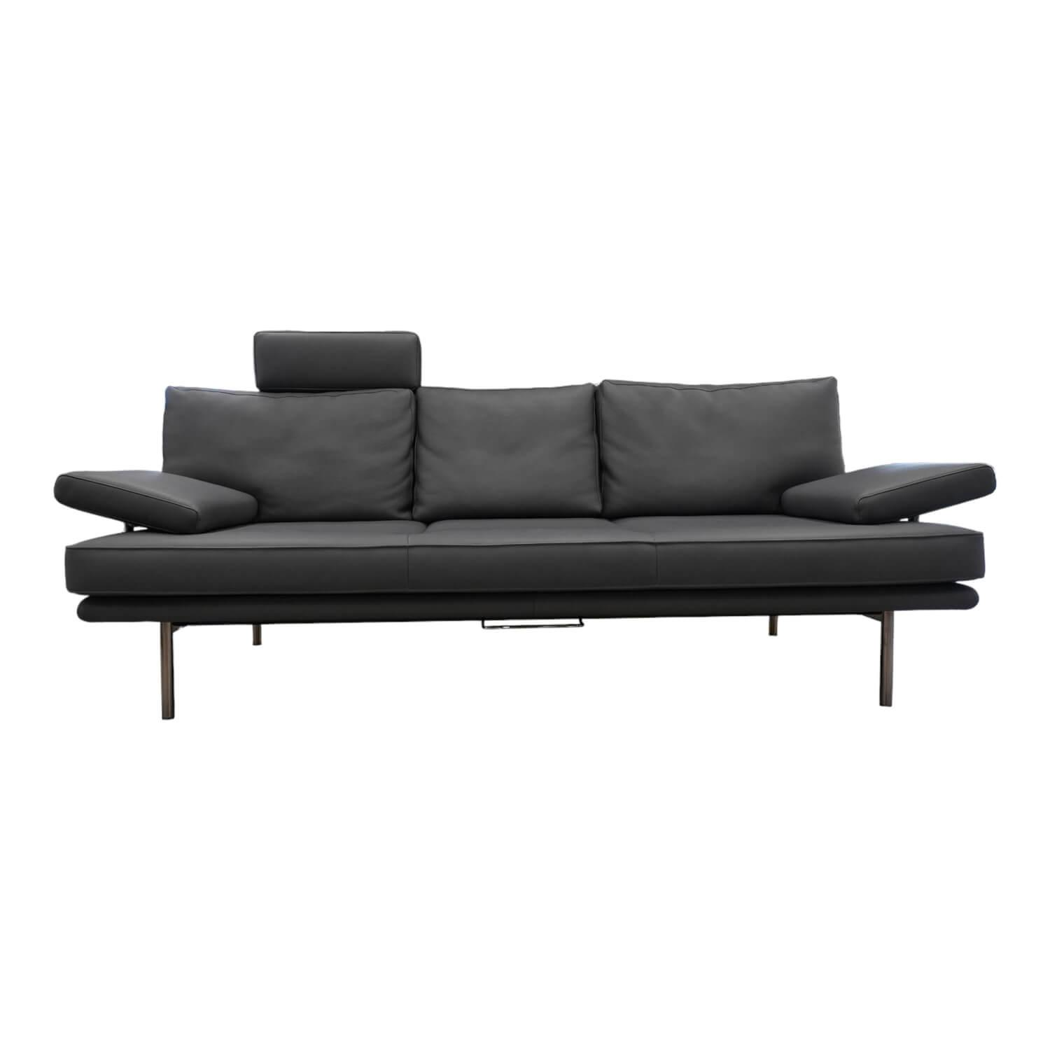 Walter Knoll - Sofa Living Platform 400-30 FLFR Bezug Leder Safari 1377 Anthrazit Gestell Schwarzchrom - 1