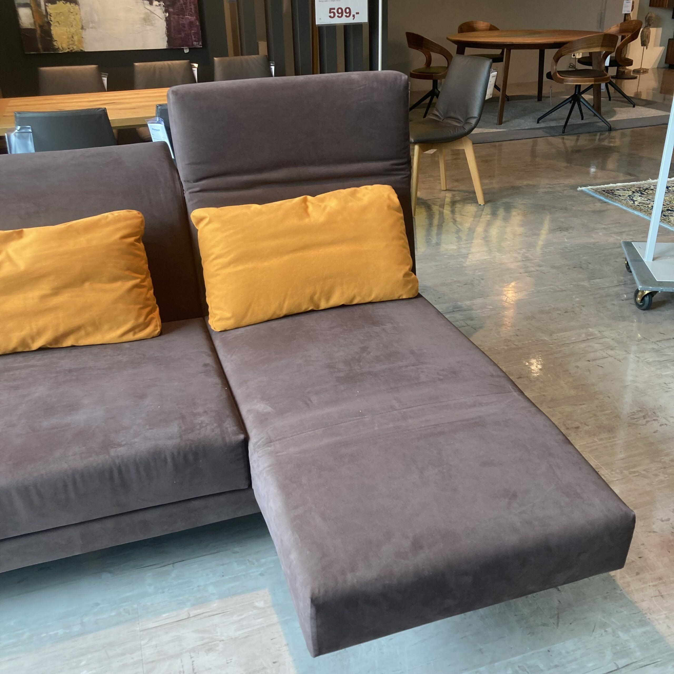 Brühl - Ecksofa Moule Stoff Braun 6499/9199 mit Hocker und 3 Kissen - 3