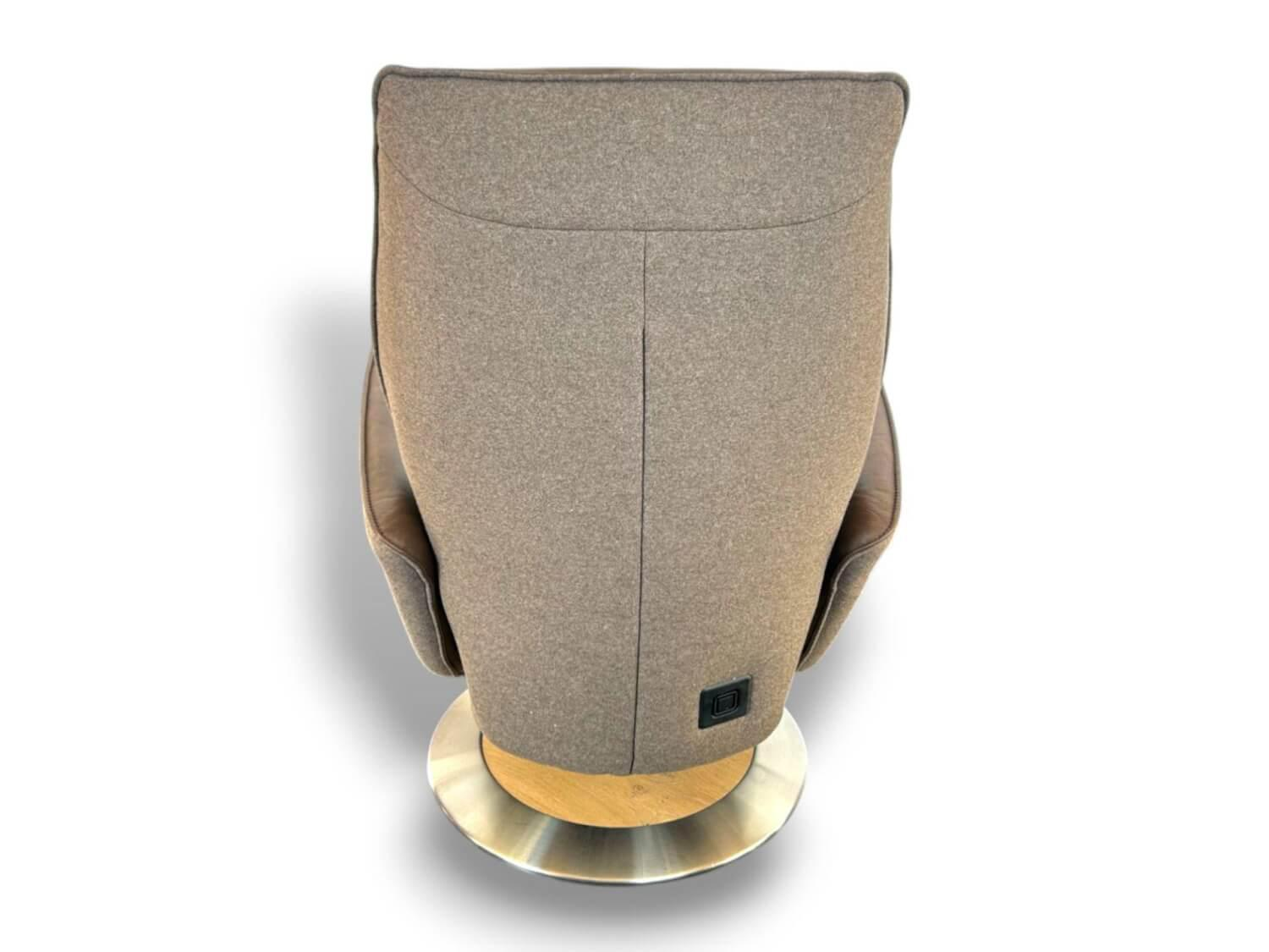 himolla - Relaxsessel 7928 Easy Swing L Sitzfläche Leder Eleganza Forest Braun Rücken Und Seiten Stoff Salino Schlamm Braun Drehteller Holz Wildeiche - 2