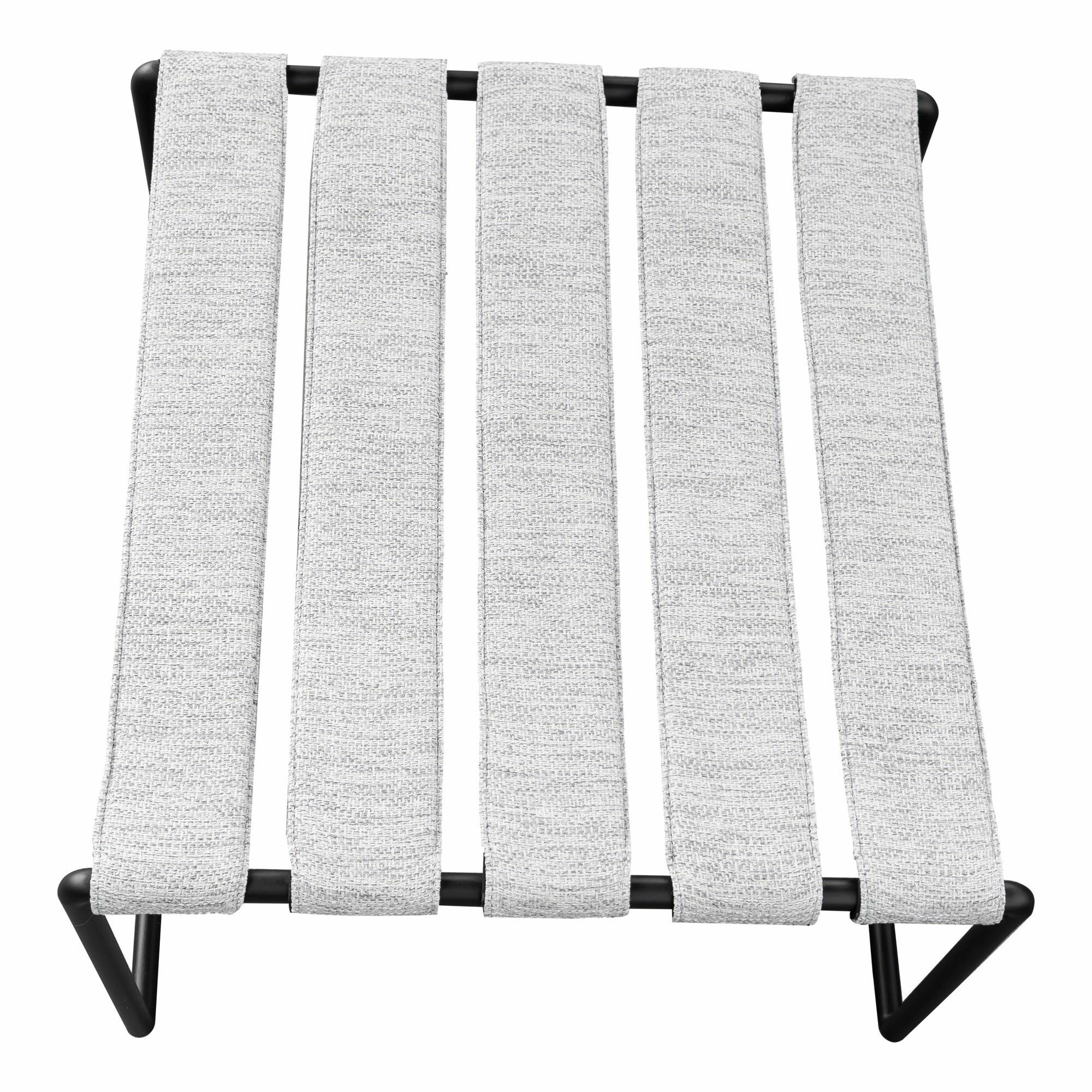 Royal Botania - Liegestuhl Strappy Textile Natural Silver Dot Silber Gestell Edelstahl Anthrazit Beschichtet Inklusive Hocker  - 4