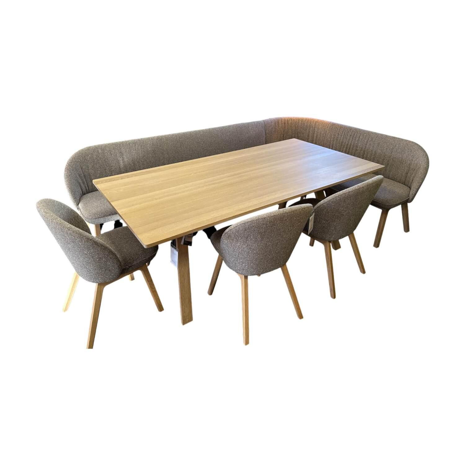Team 7 - Essgruppe Taso Flor Eiche Weißöl Bezug Stoff Ripley RI11 Grau Inklusive Einlegeplatte - 1