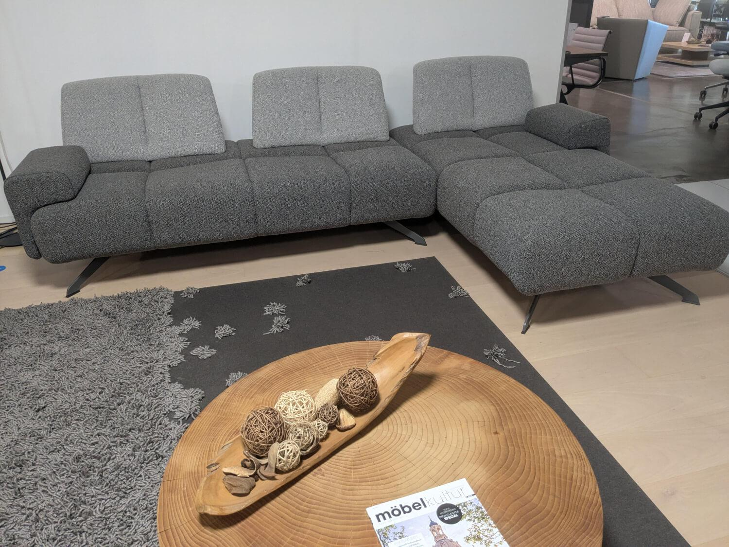 WK Wohnen - Garnitur WK515 Joker Stoff Cosmo Anthrazit Grau 2 Sofas - 4