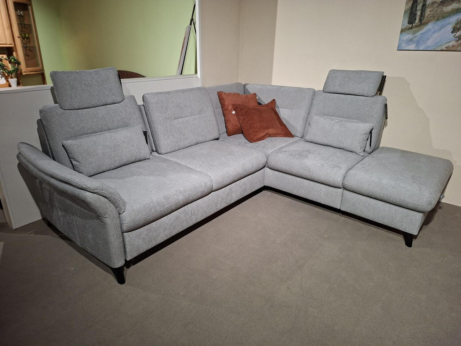 Sit & More - Ecksofa Altea Stoff Cora Clean Silver Füße Schwarz - 2