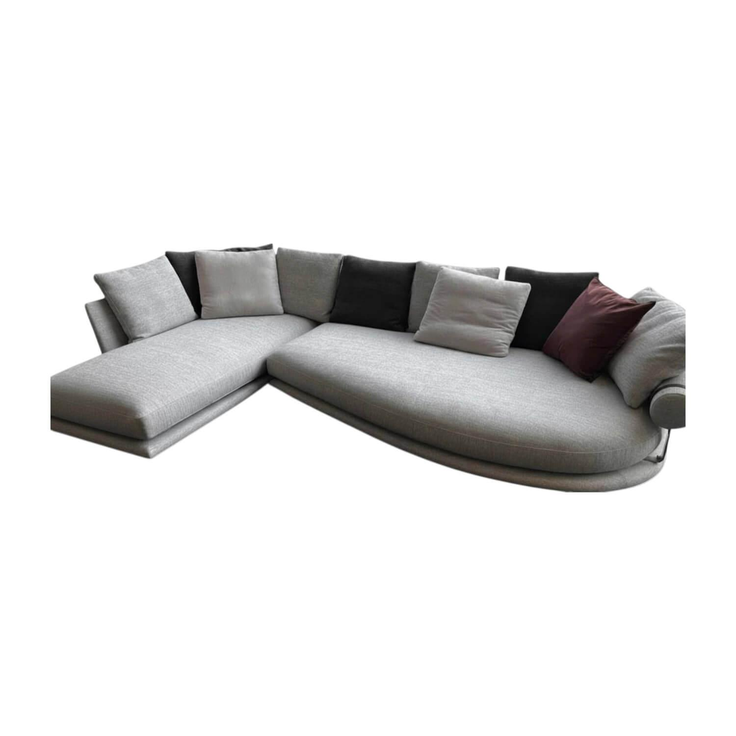 B&B Italia - Ecksofa Nanoo Stoff Sara Melange Grau Gestell Aluminium Poliert Inklusive Rückenkissen - 1