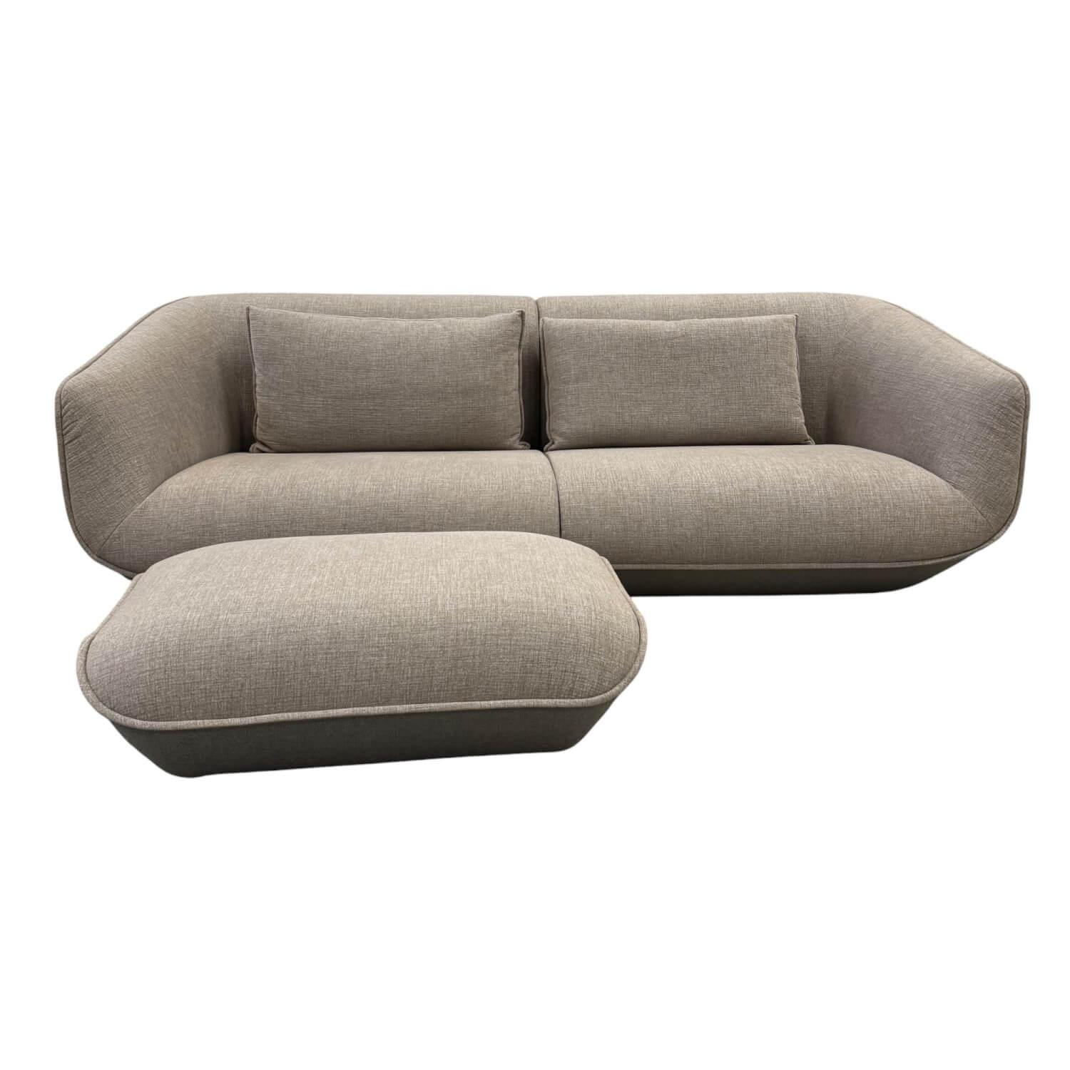 COR - Sofa Nook 36311 Innen Stoff 10121 Lehm Grau Außen Stoff 8231 Taupe Grau Beige Mit Rückenkissen Und Hocker - 1