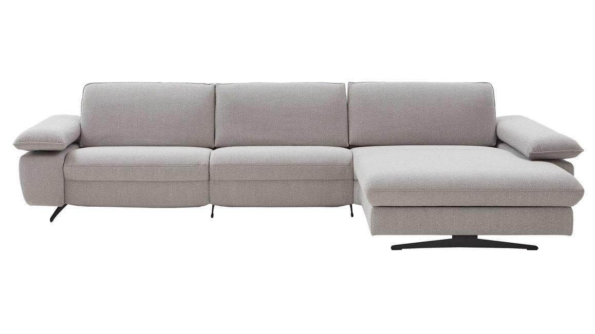 himolla - Ecksofa Comfortmaster Spektra 1487 Stoff Loop 02 Jet Hellgrau Metallkufe Anthrazit Motorisch Verstellbar - 3
