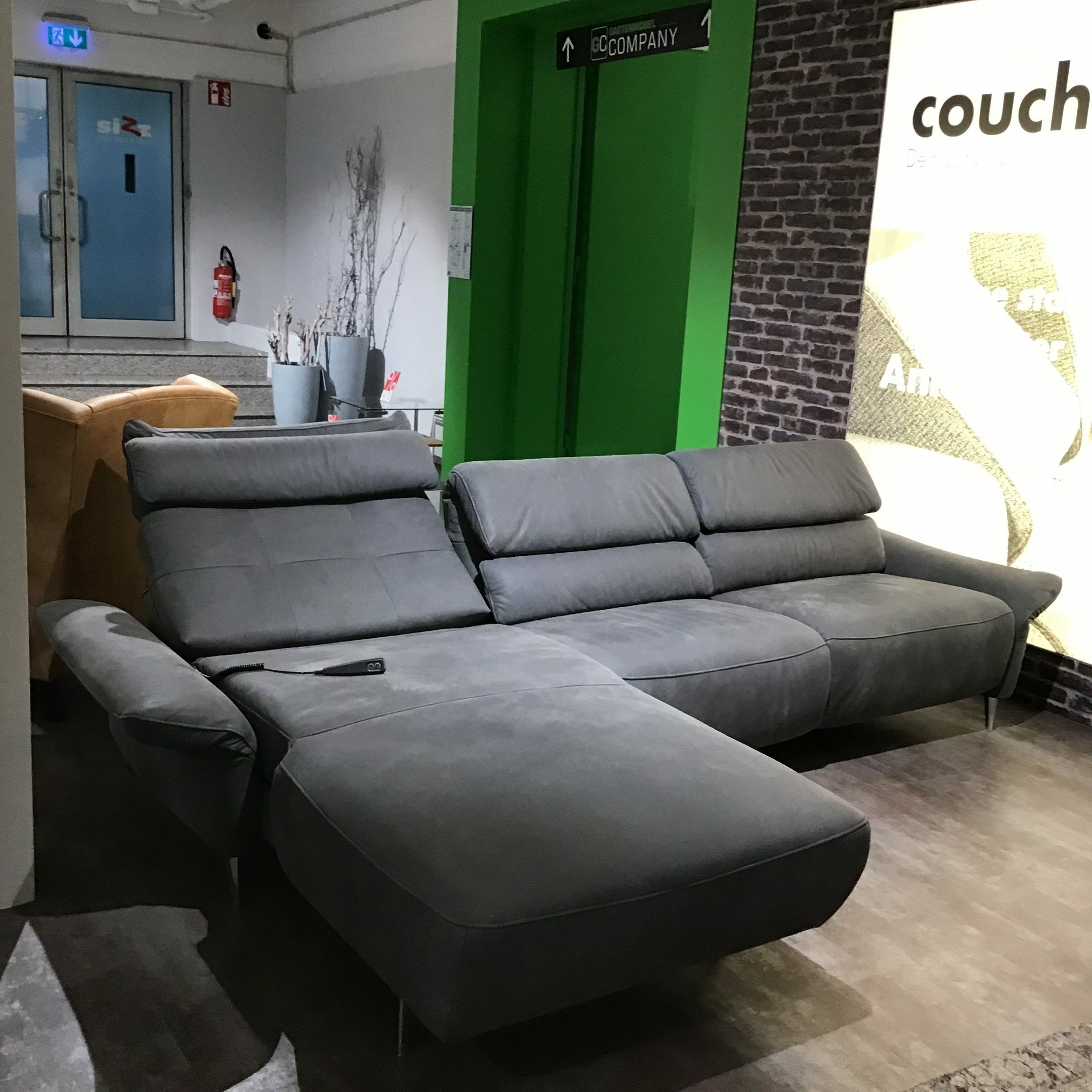 Polinova - Ecksofa Patras Leder Aurelia Graphit Grau Füße Aluminium Poliert mit Verstellfunktionen - 3