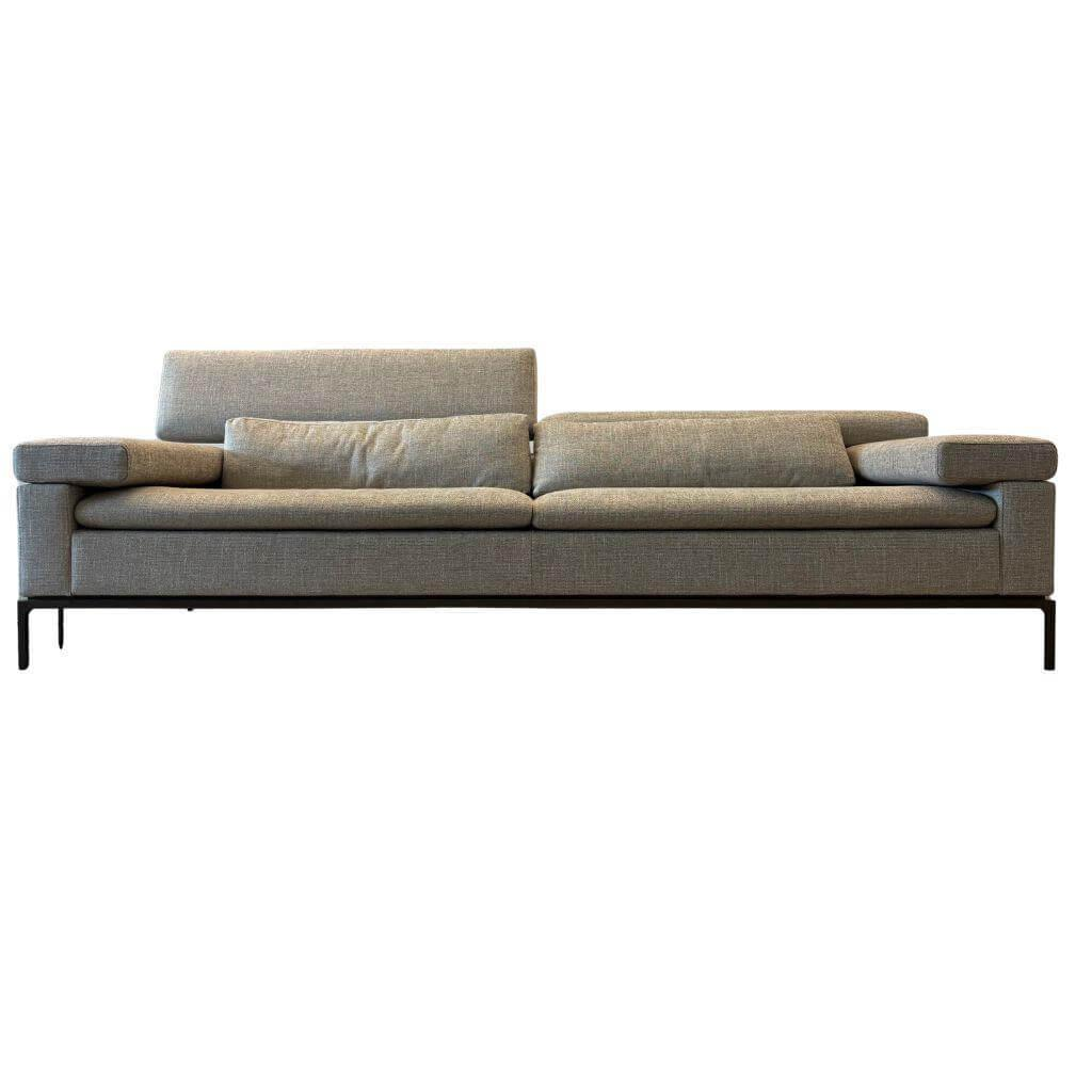 Jori - Sofa Shiva Stoff Fregona C0105 Grau Gestell Metall Bronzefarbig Pulverbeschichtet Inkl. Verstellbarer Rückenlehne - 1