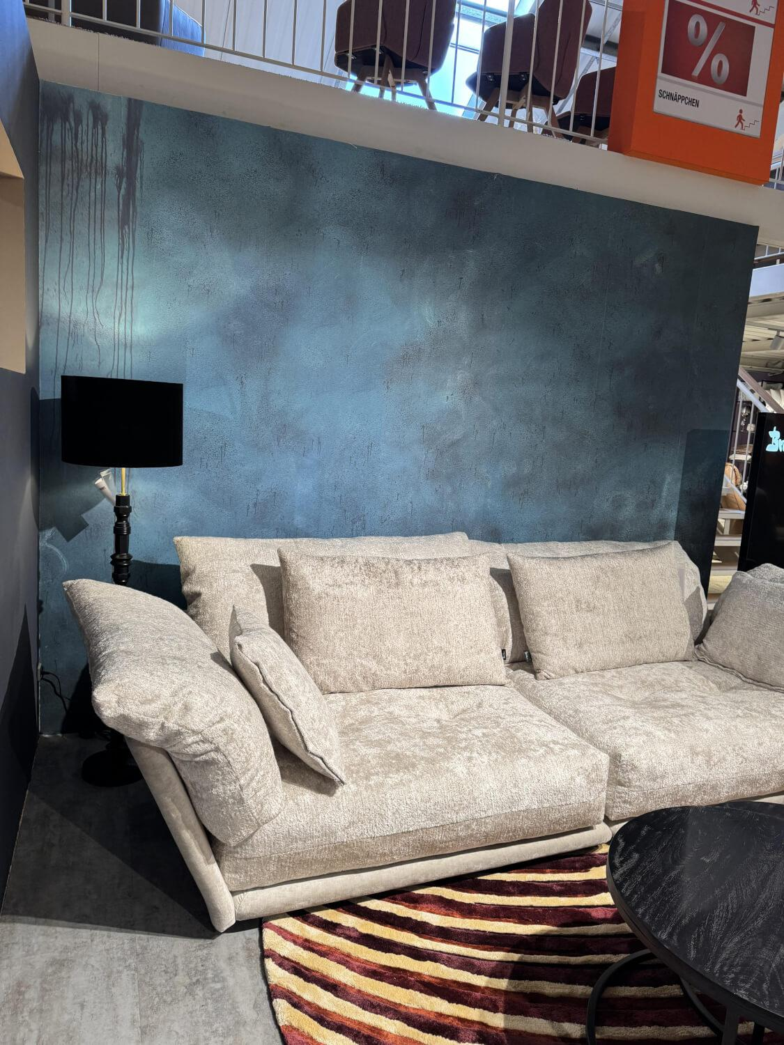 Bretz - Sofa Esfera Stoff 66 Grau Vintage Velvet 65 Moonlight mit 3 Kissen - 5