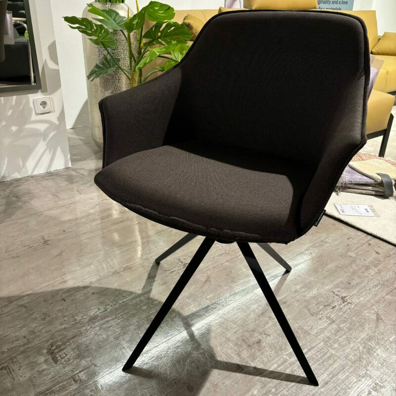 Mobliberica - 2er Set Stuhl Kedua Textilgewebe CO-11 Schwarz Grau Metallgestell Schwarz Drehbar - 2