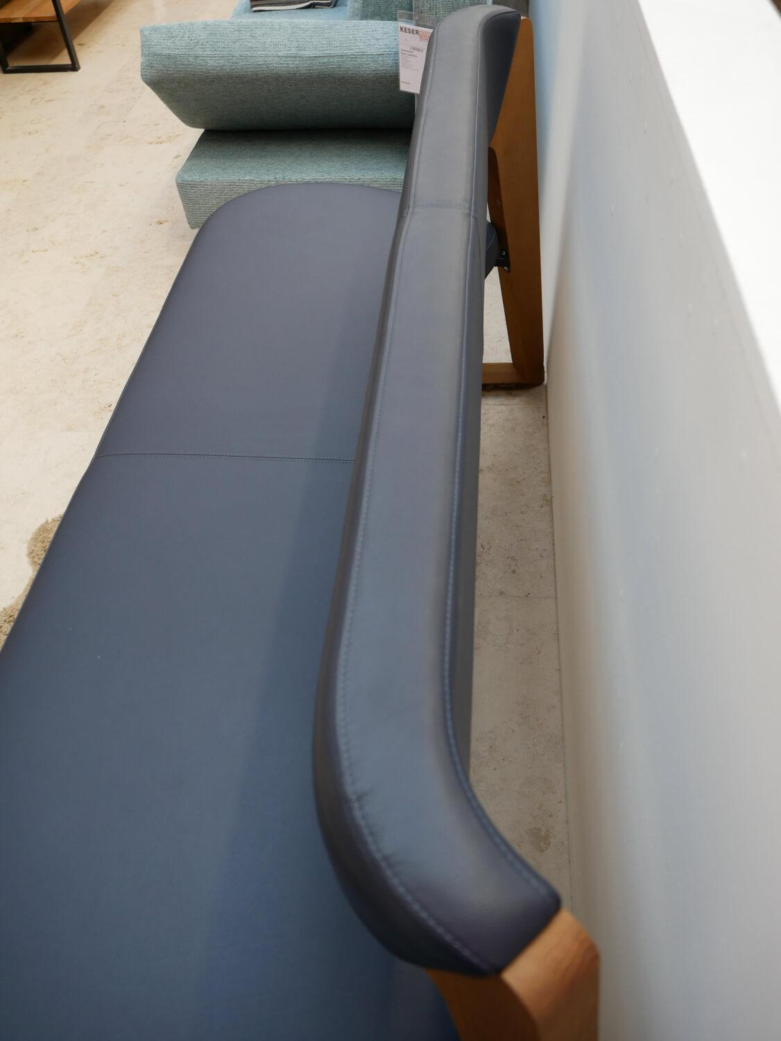 Hartmann - Bank LS 992821 Kerneiche Umato Gebürstet Gestell Holz Leder Atlantikblau - 4