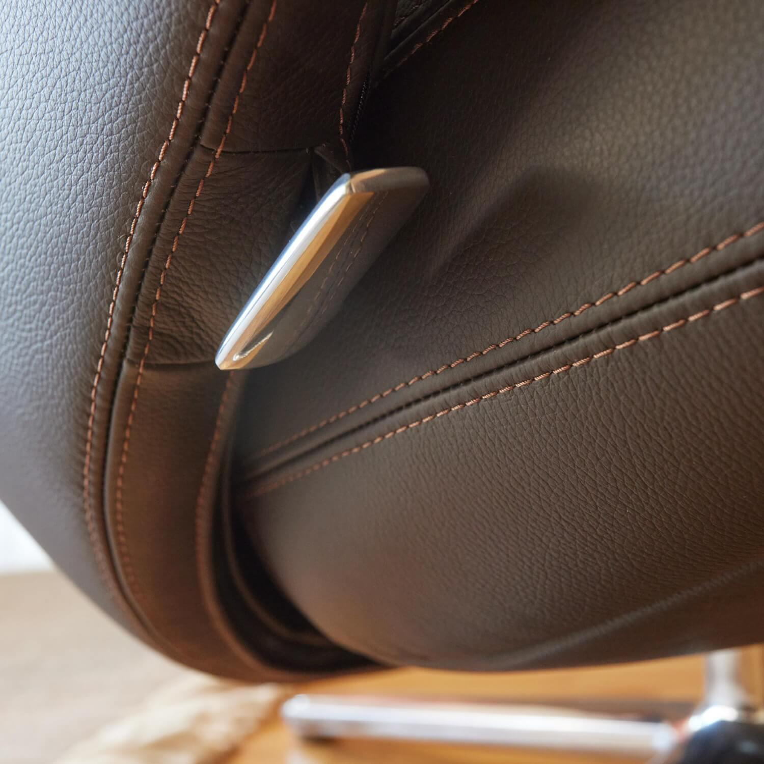 Vitra - Relaxsessel Repos Mit Ottoman Leder Premium 23 Chocolate 68 Braun Untergestell 02 Poliert - 6