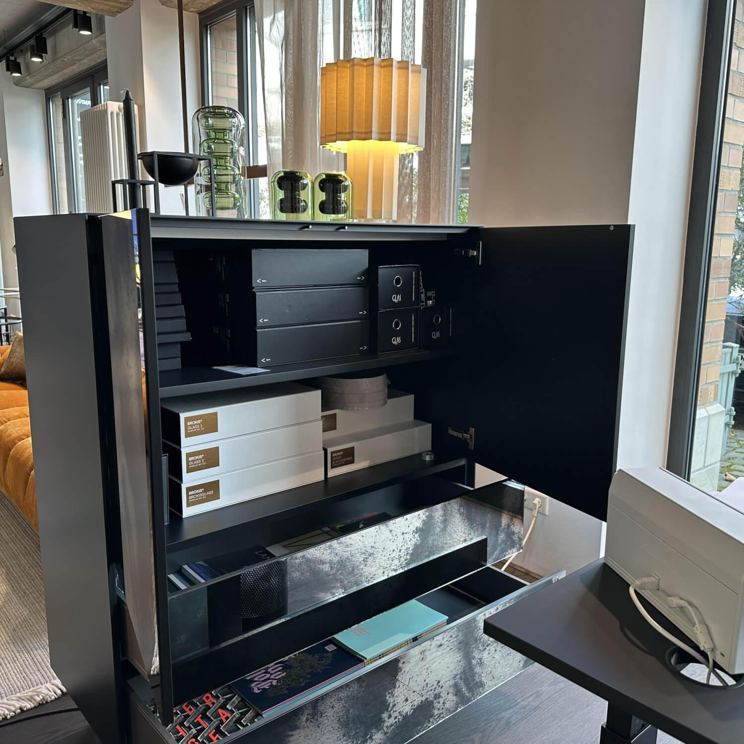Piure - Schrank Nex Glamour Korpus Mattlack 43 Coal Fronten Spiegelglas 02 Luna - 8