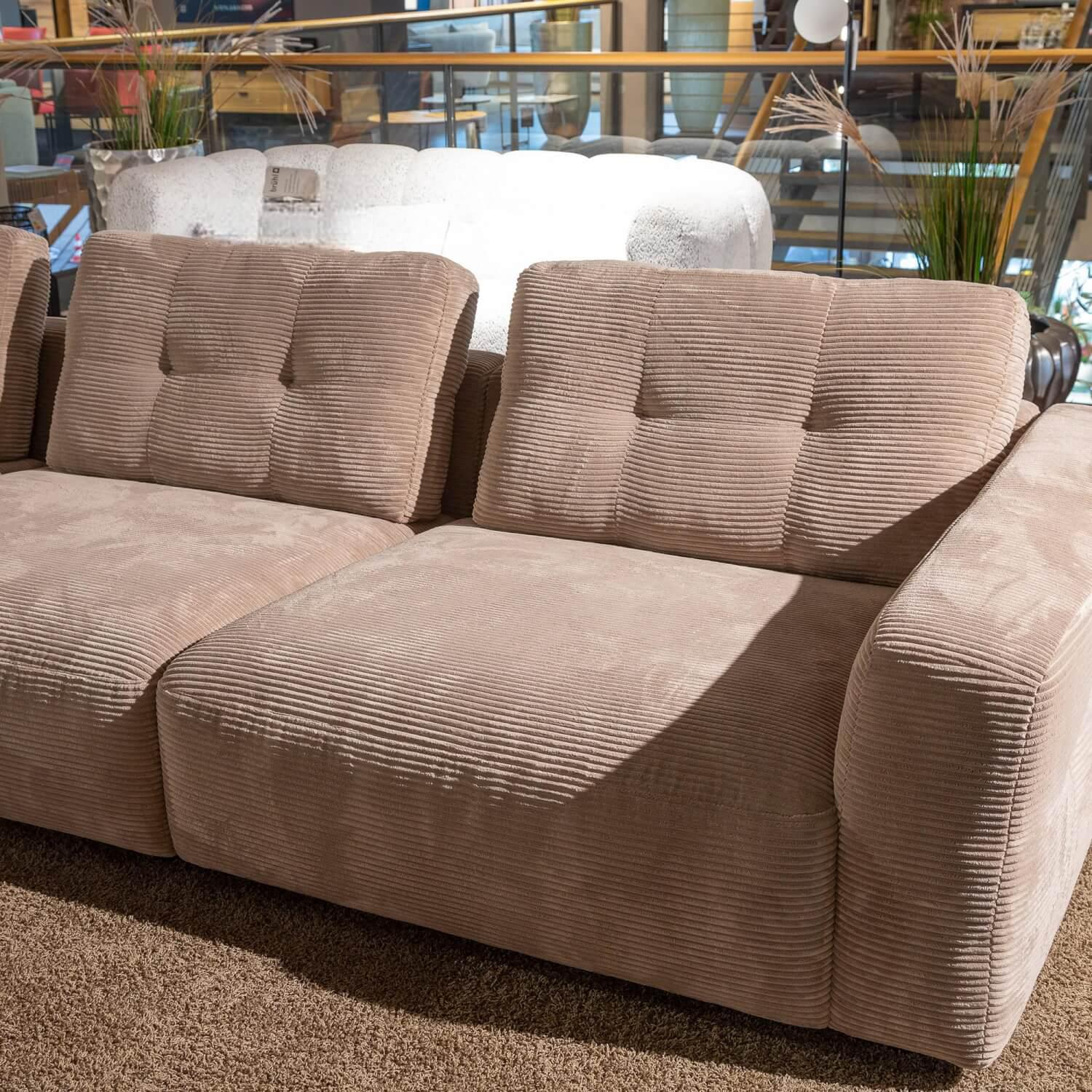 Candy - Ecksofa Nelly Stoff Cord Taupe Grau Braun Füße Kunststoffgleiter - 7