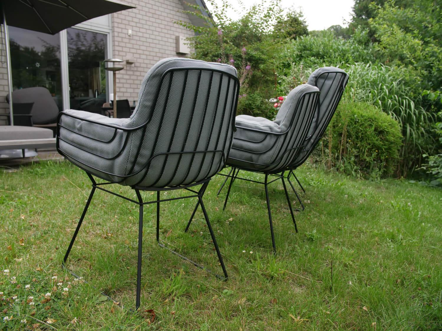 Freifrau - 2er Set Stuhl Leyasol High Stoff Lopi Cloud Drahtgestell ME001 Schwarz Mit Kunststoffgleitern - 2