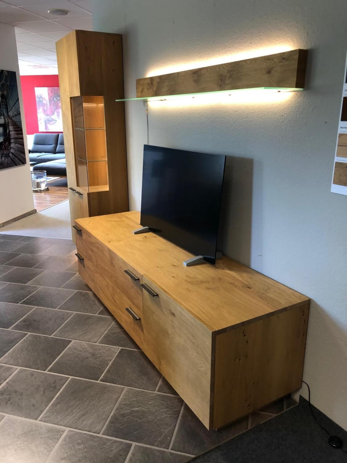 Schröder Franz - Hangelement Kitzalm Solid Plus K050 Eiken kern natuurlijk gefineerd Geborsteld accentglas leigrijs Inclusief verlichting - 7