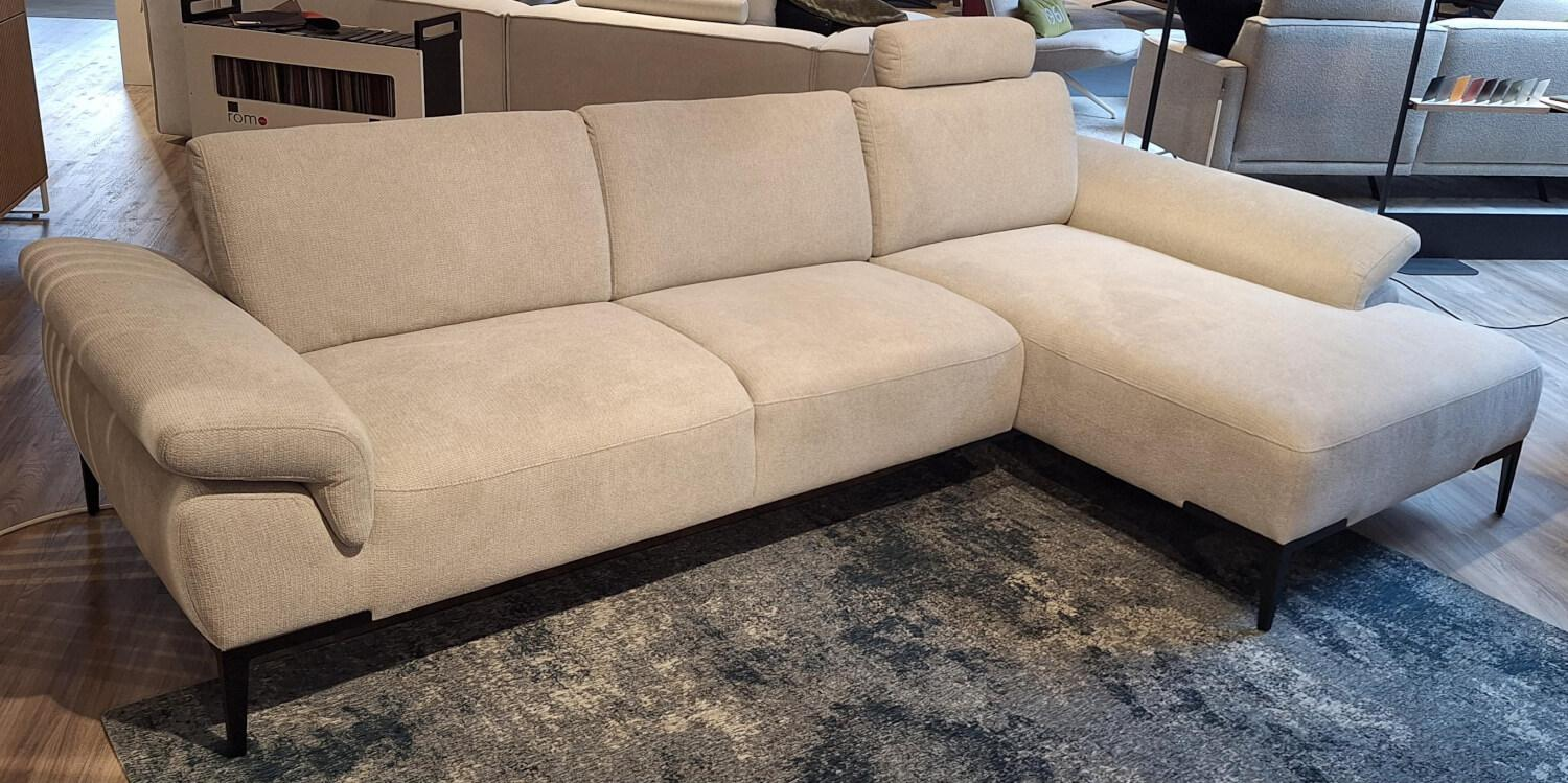 Rom - Ecksofa Wave Stoff Wandoo Naturelle Beige Füße Schwarz Lackiert - 9