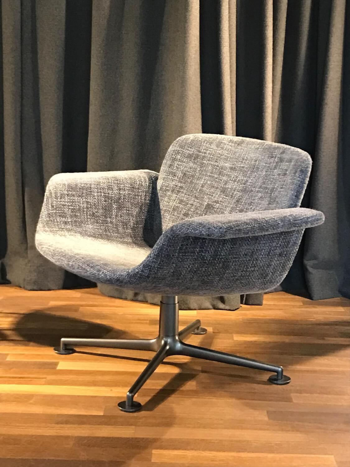 Knoll International - 2er-Set Loungesessel KN01 Bezug Stoff Hermoso Dark Grey Drehgestell Aluminium Anthrazit - 8