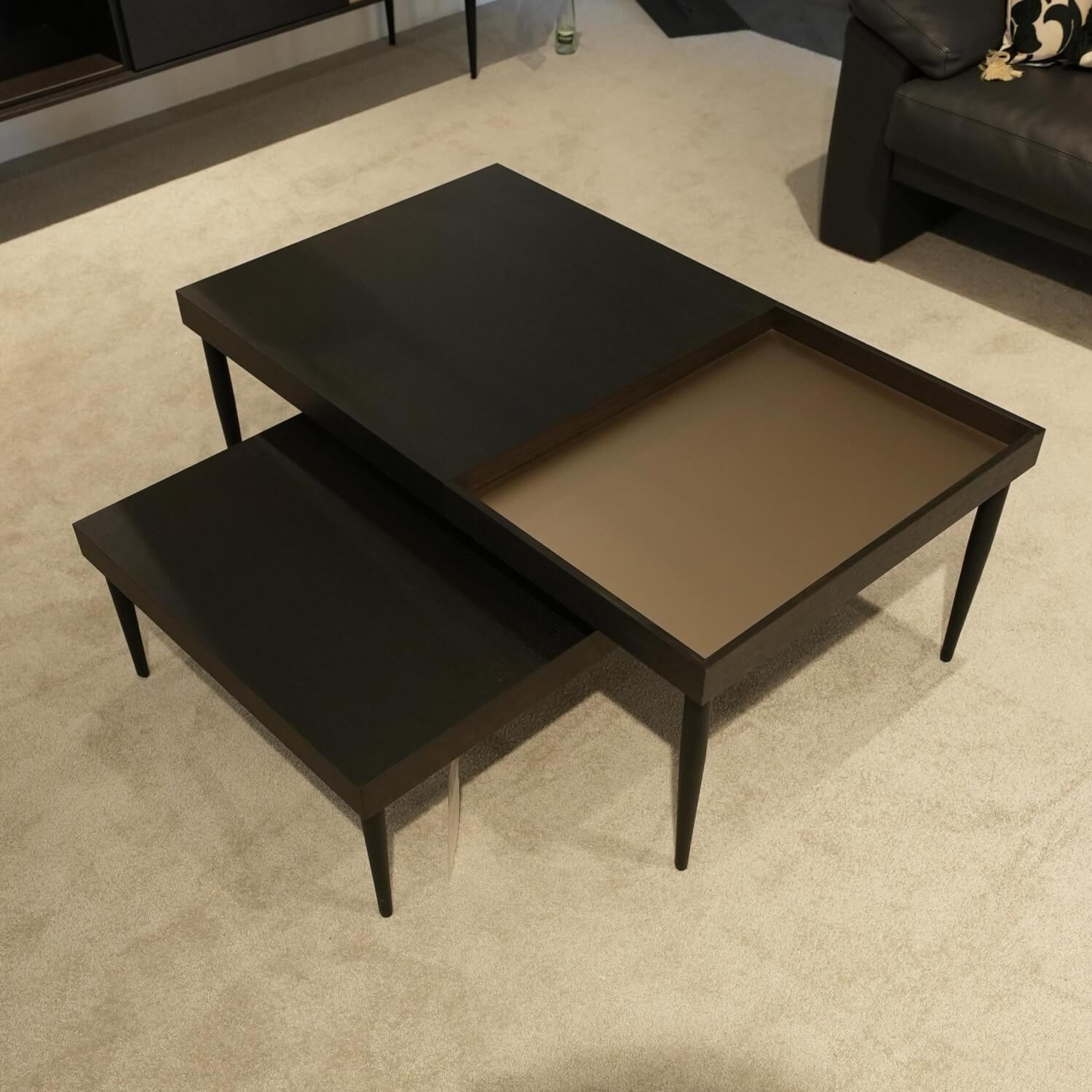 Gwinner - Wohnwand Bera Eiche Satin Terra Schwarz Gold Inklusive Couchtisch - 9