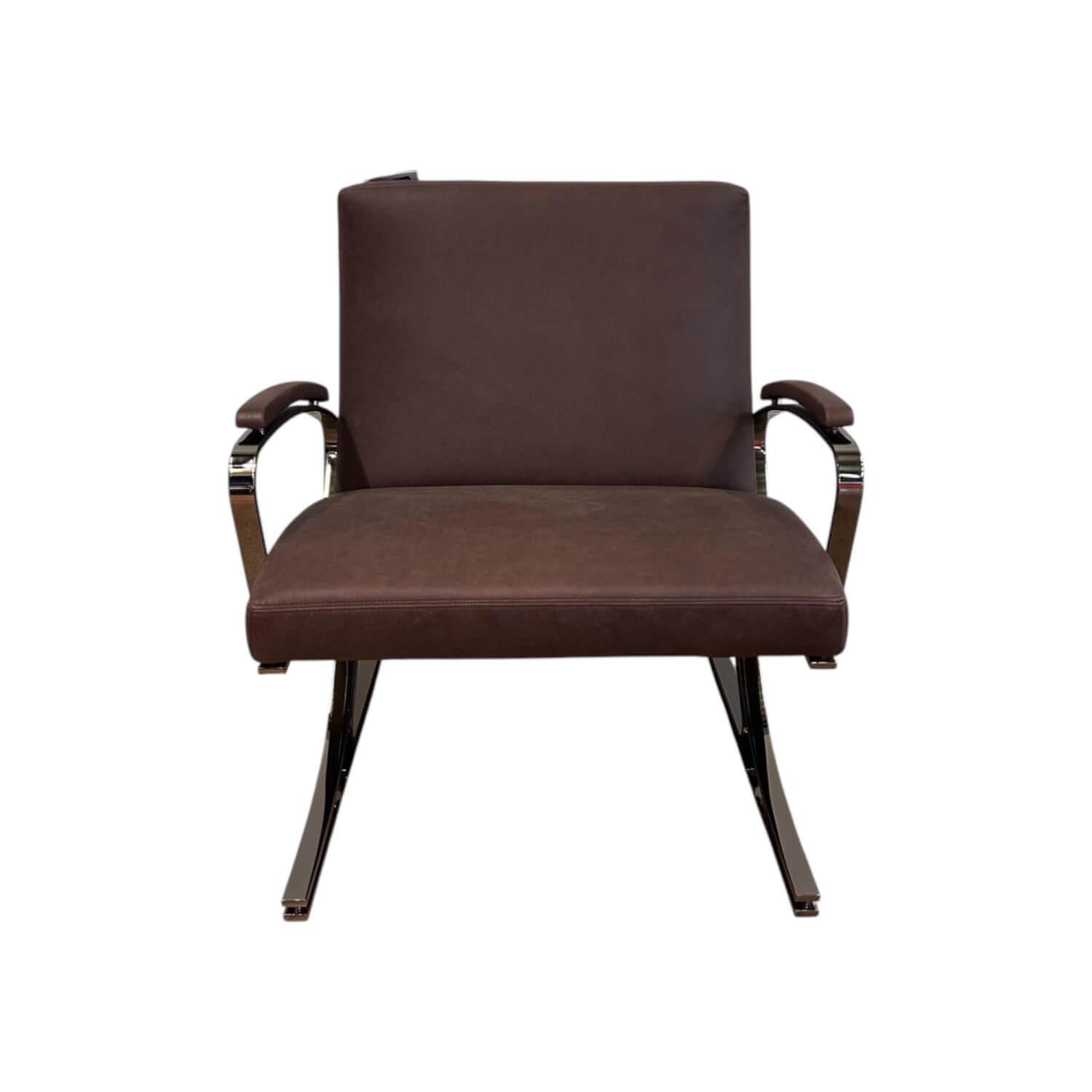 Walter Knoll - Sessel Berlin Chair Leder Vintage 65 1412 Chestnut Braun Gestell Schwarz Chrom Mit Kunststoffgleitern - 1