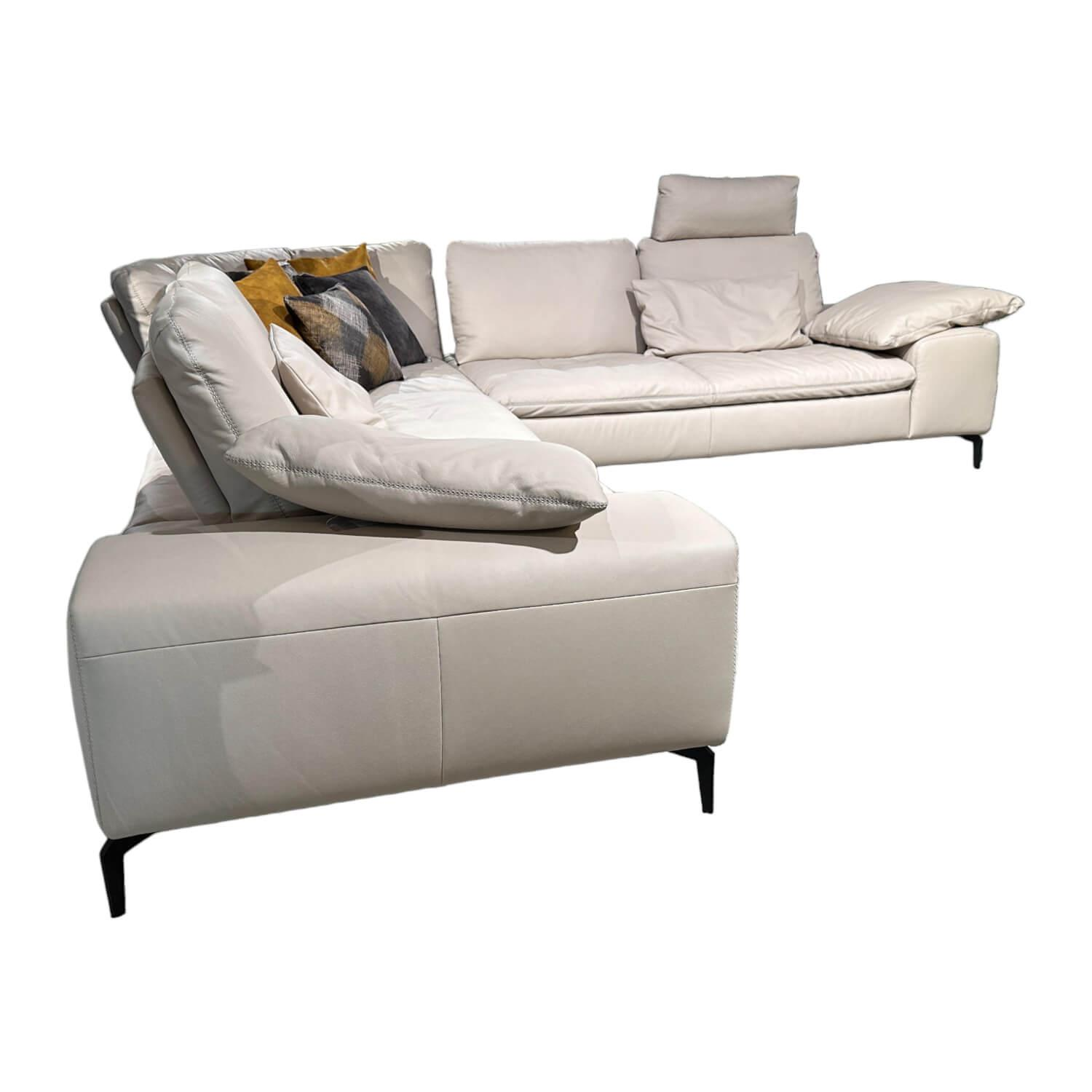 W. Schillig - Ecksofa 16540 Valentinoo Leder Z5920 Farbe Eisgrau Metallfuß FC3 Schwarz - 1