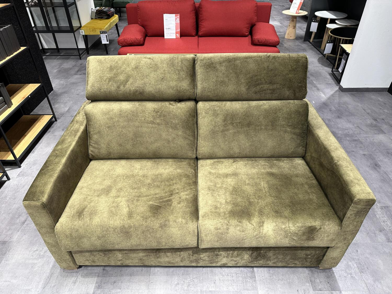 Restyl - Doppbett Sofa Maverick Bezug Stoff S1 Grün Füße Eiche Natur Inklusive Long-Life-Matratze - 11