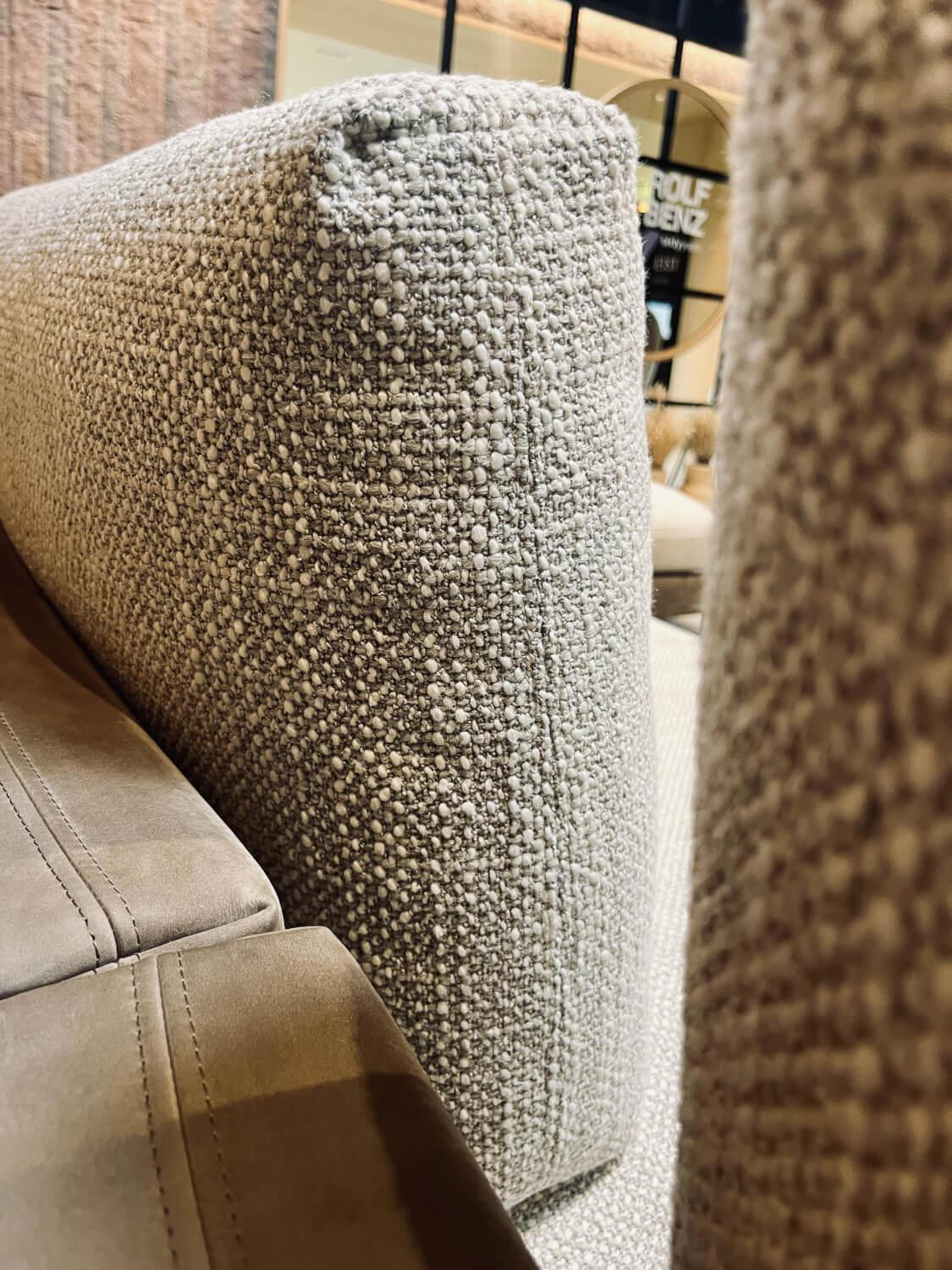 Rolf Benz - Wohnlandschaft Sina Stoff 26 385 Creme Weiß Und Leder 42 402 Beige Grau Fuß Stahl Verkehrsschwarz Schwarz Pulverbeschichtet - 7