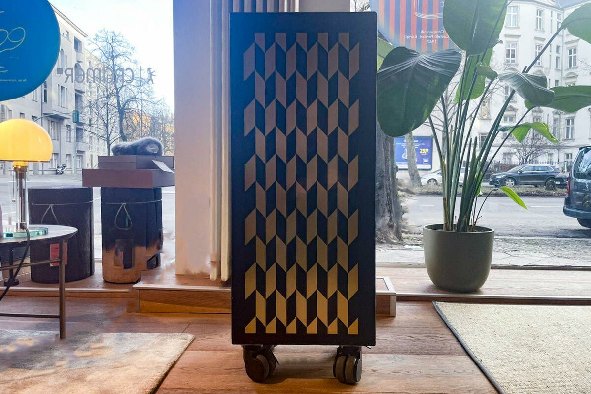 Bordbar - Flugzeugtrolley Black Edition Aurum Aluminium Schwarz Gold Gemustert Glasfachboden Mit LED Beleuchtung - 5