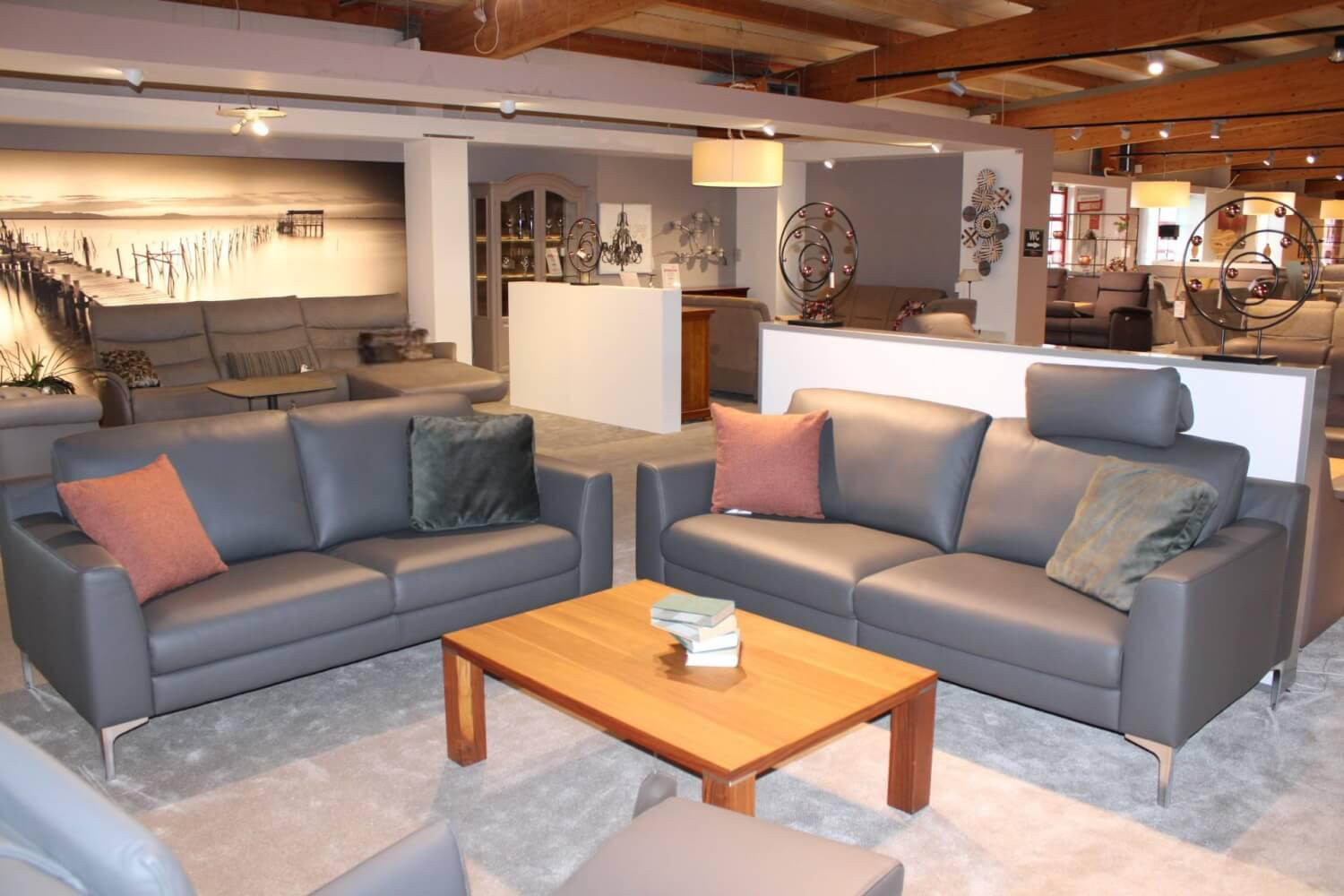 DFM - Garnitur Casablanca Leder W2 Anthrazit 2 Sofas 1 Sessel - 4