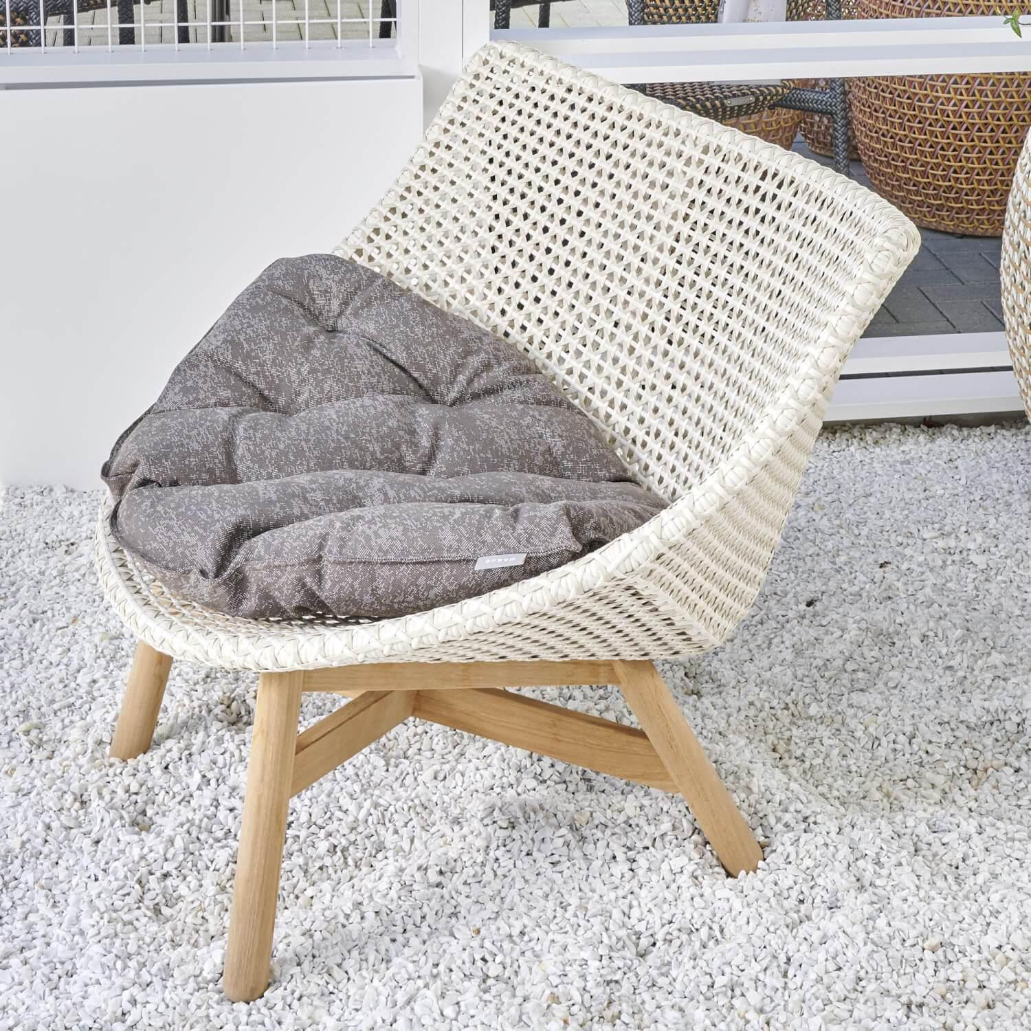 DEDON - Lounge Sessel Mbrace Bezug Stoff Kvadrat Patio 140 677 Geflecht Seasalt 140 Gestell Teak - 8