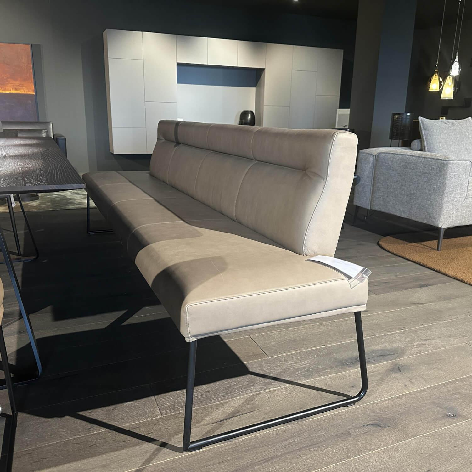 Haas - Sitzgruppe Columbo Leder Rancho 1805 Fango Beige Metallgestell Rundrohr Schwarz Lackiert - 7