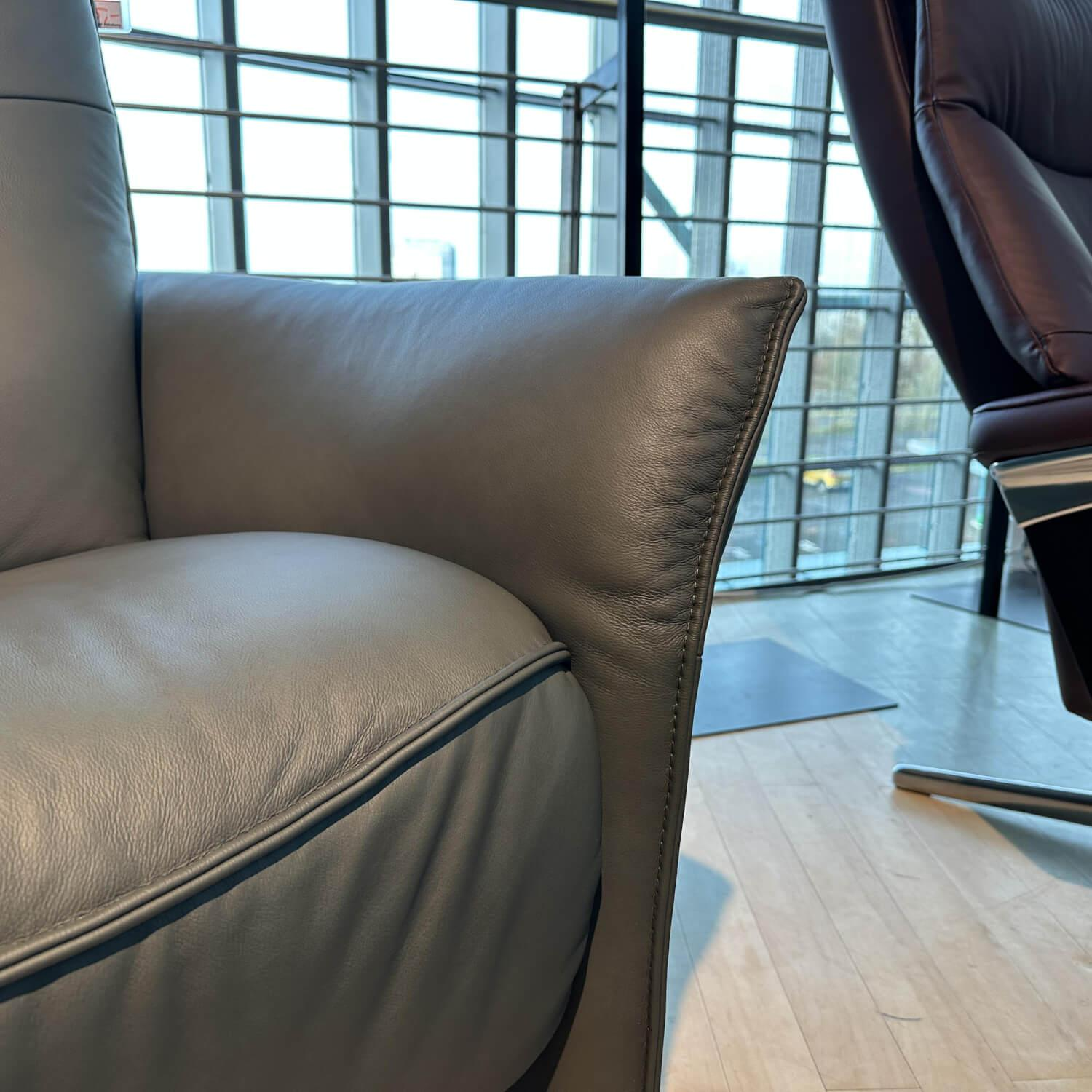 himolla - Sessel Mondo Varia 4934 Leder 22 Soft Nappa Anthrazit Füße Aluminium - 5