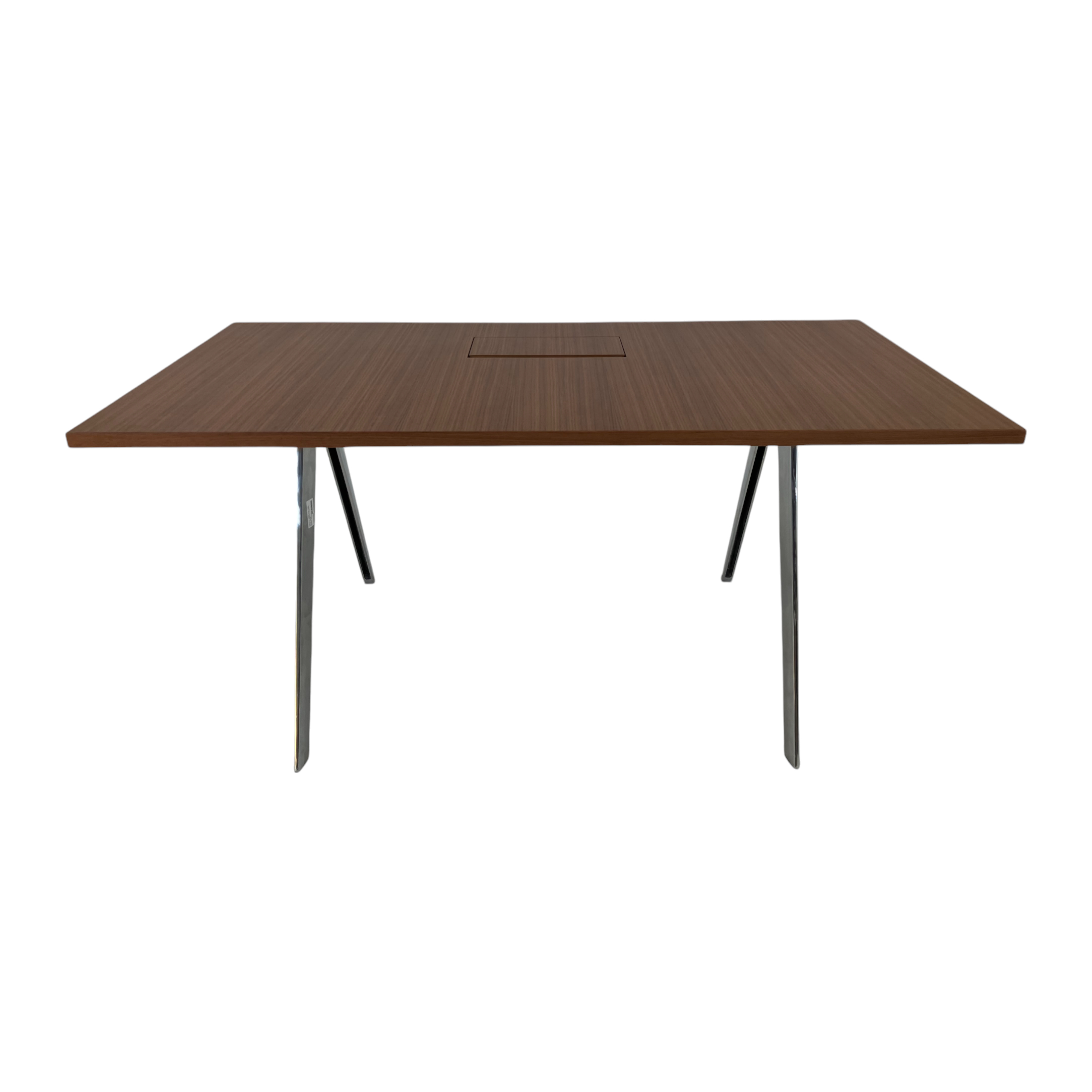 Brunner - Tisch Ray Table Flex 9811/0 Platte Furnier Amerikanischer Nussbaum Gestell Aluminium Poliert  - 1