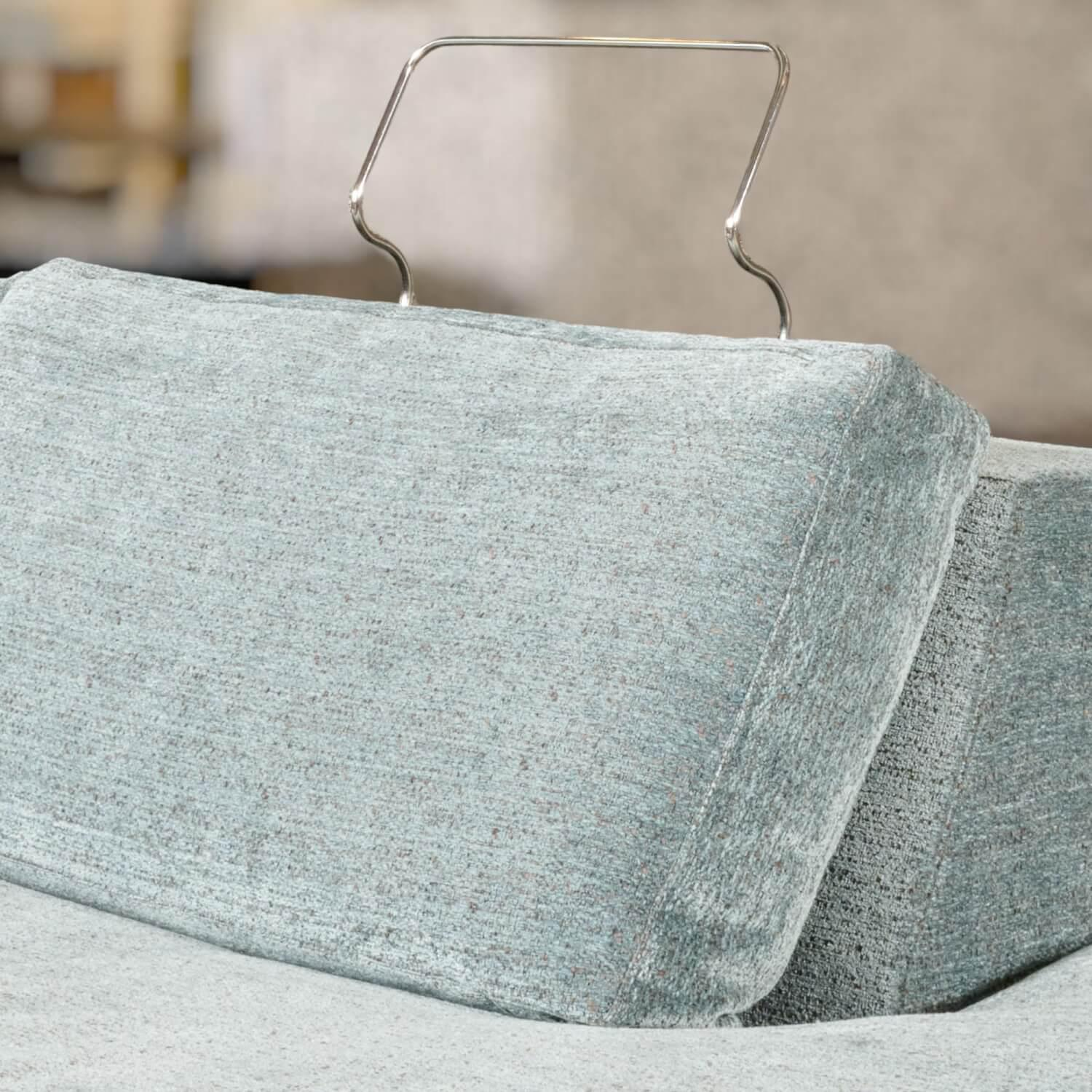 Bielefelder Werkstätten - Ecksofa Inspiration Stoff France BW1754 151 Blau Grau Füße Holz Braun Mit Nackenbügel Und Funktionskissen - 16