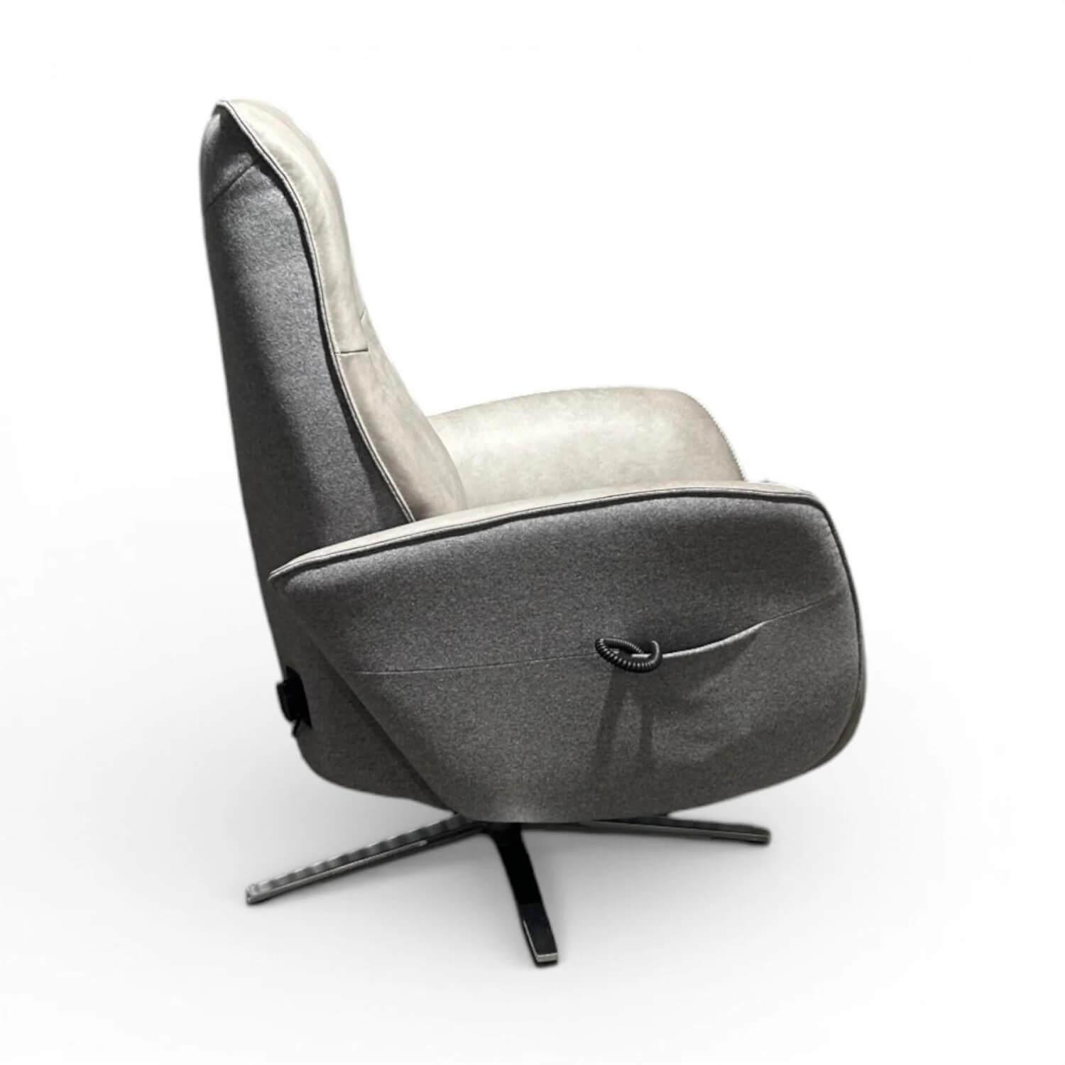 himolla - Sessel 7928 Easy-Swing Stoff/Leder Kombination Stoff Salino Anthrazit Leder Eleganza Grau Sternfuß Edelstahl Inkl. Elektr. Relax-Funktion - 5