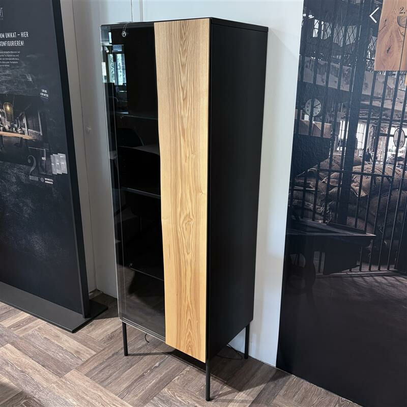 Wimmer - Highboard Wieck Buche Massiv Schwarz Absetzung Kernesche Natur Geschliffen Hartwachsöl Inklusive Beleuchtung - 3