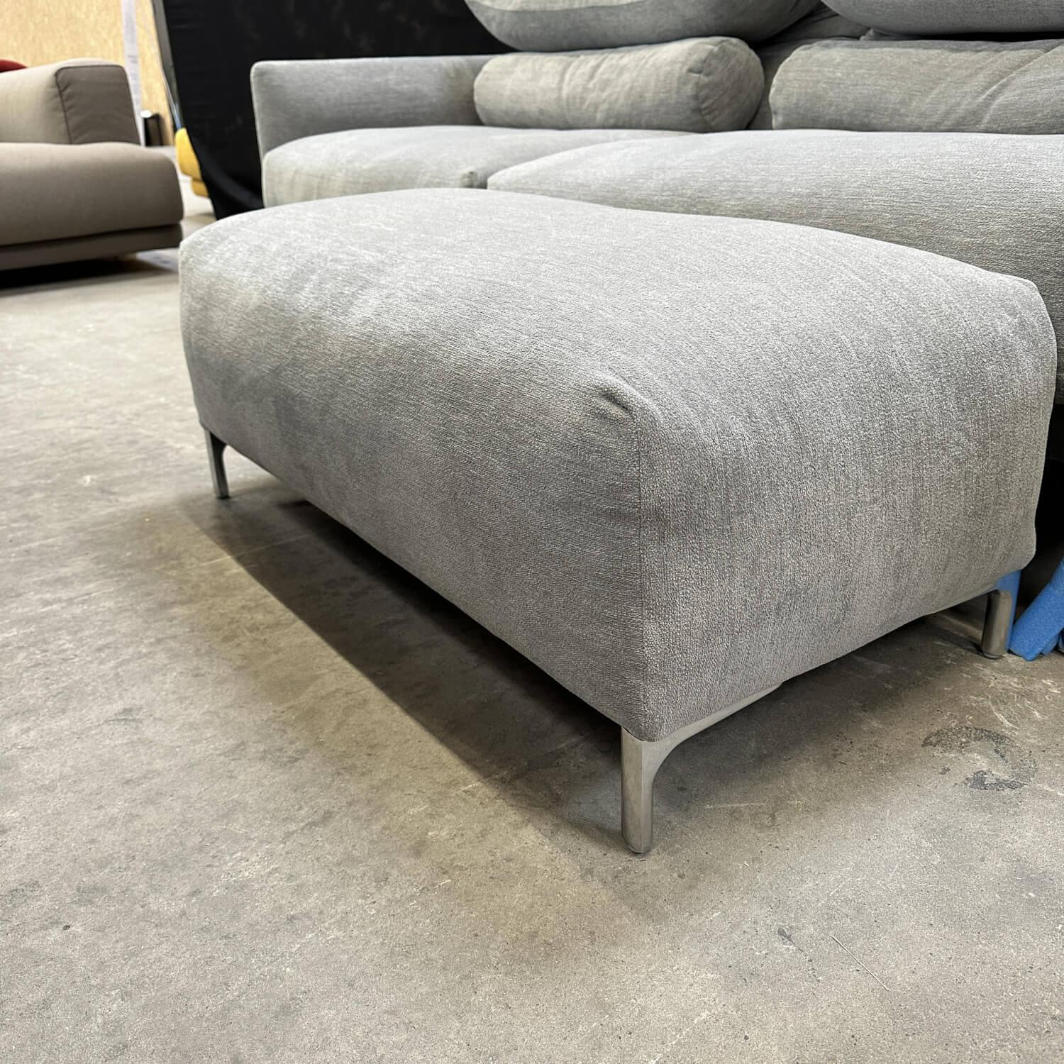 COR - Sofa Avalanche 20233 Stoff 8142 Hellgrau Füße Aluminium Poliert Inklusive Hocker 20100 Und Lendenrolle 2080 - 4