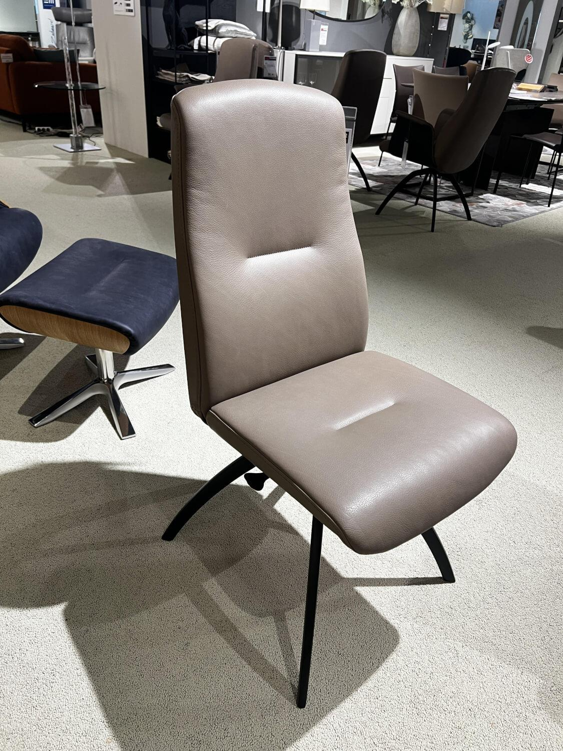 Conform - 6er Set Stuhl Freetime Leder Sorrento 2554 64 Taupe Beige Grau Drehgestell Aluminium Schwarz Lackiert - 10