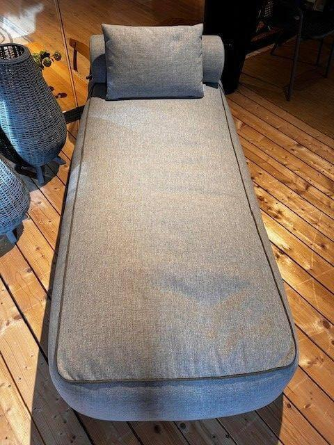 Weishäupl - Outdoor Daybett Lounge Stoff Peppel Grau mit Nackenrolle und Kissen - 7