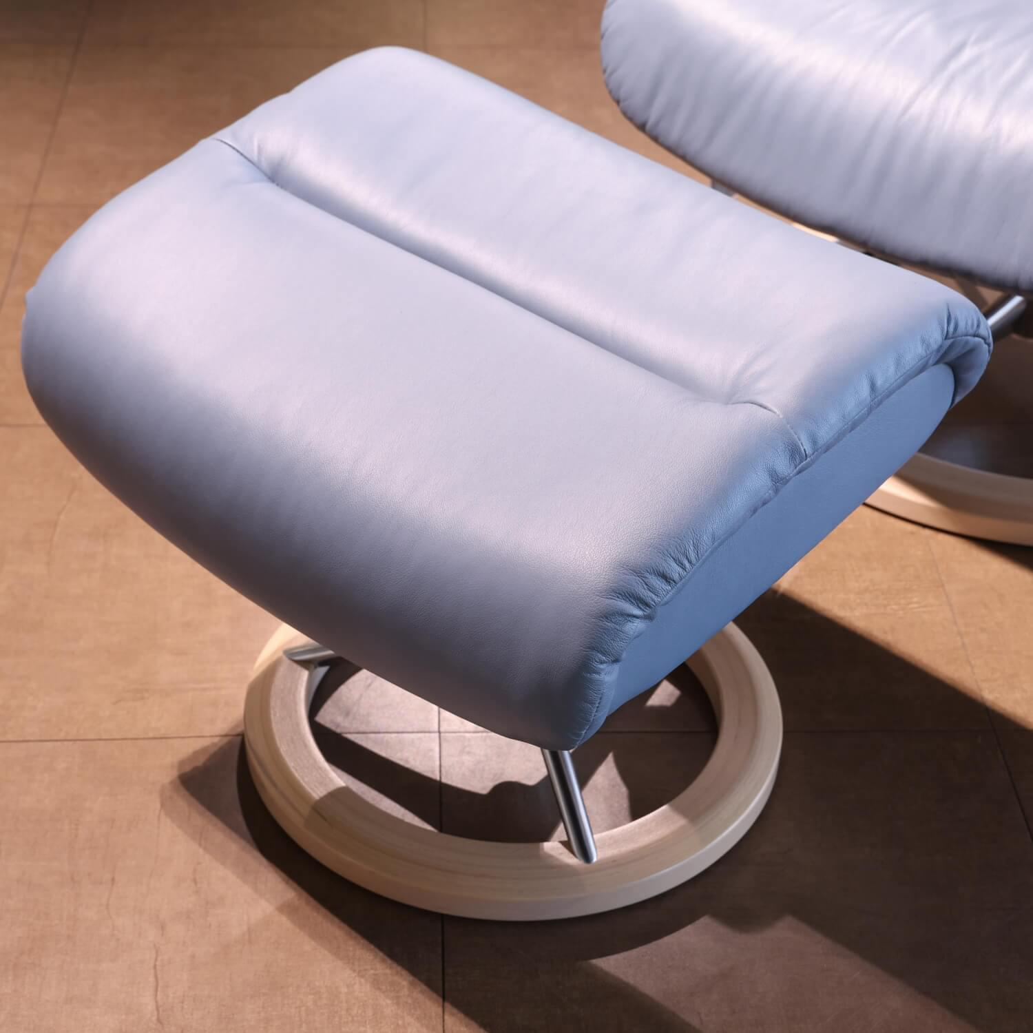 Stressless - Relaxsessel Mit Hocker View S Leder Paloma 094 Sparrow Blue Blau Gestell Signature Holz Whitewash - 2