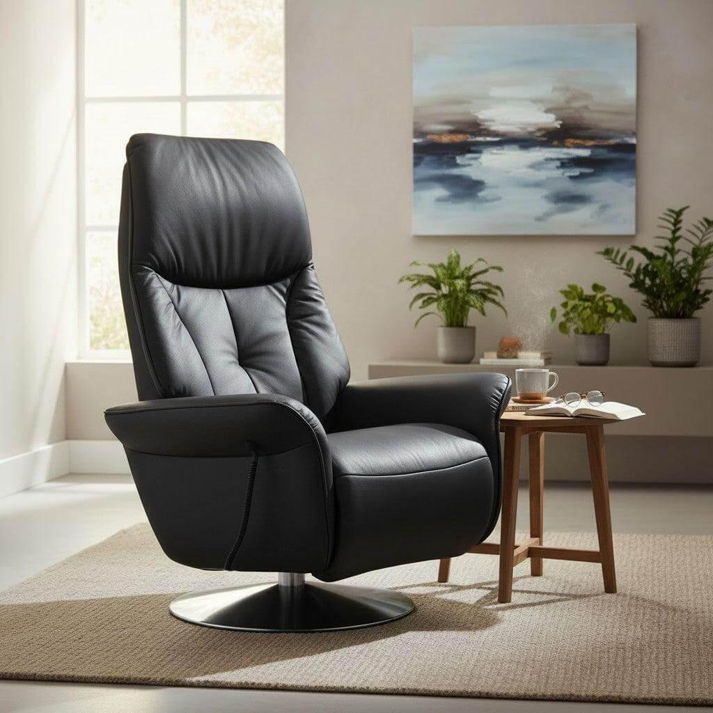 himolla - Sessel 8994 Easy Swing M Leder 24 Longlife Black Schwarz Drehteller Metall Mit Elektrischer Verstellung - 3