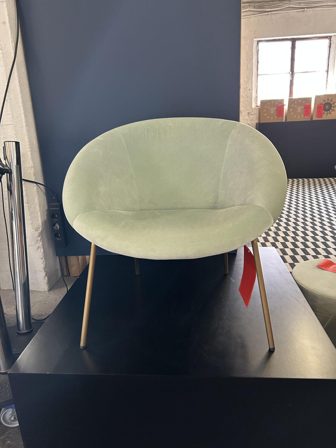 Walter Knoll - Sessel 369 Stoff Harald 823 Jade Grün Gestell Stahl Messing Veredelt - 5