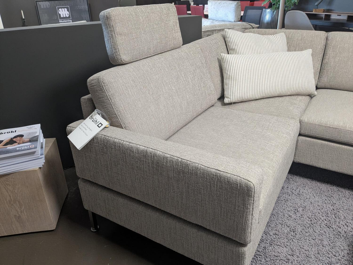 Brühl - Ecksofa Alba Stoff36 0045 Creme Füße Verchromt mit Verstellfunktionen - 7