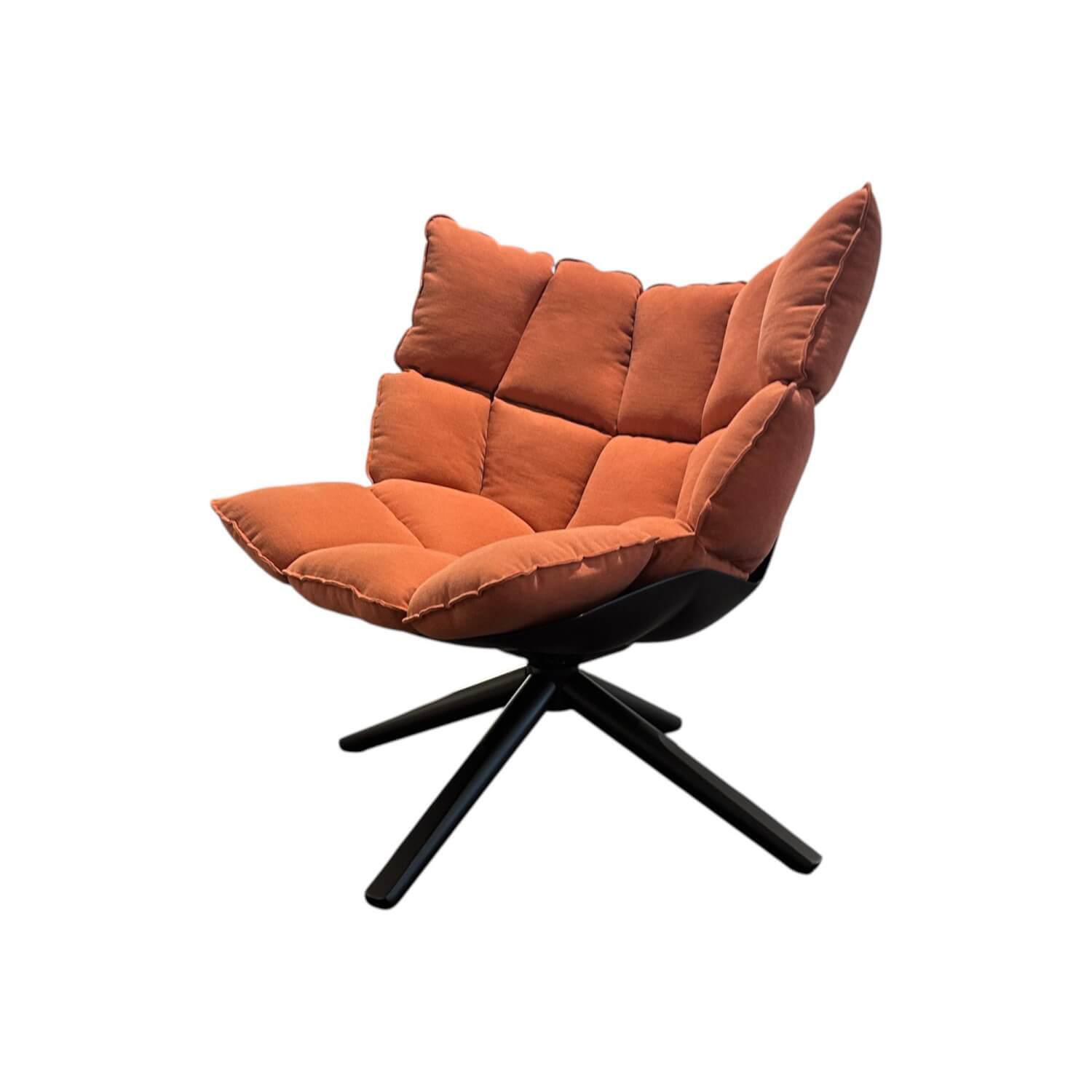 B&B Italia - Sessel Husk H2G Stoff Asolo 2129570 Orange Gestell Und Schale Schwarz Lackiert - 1