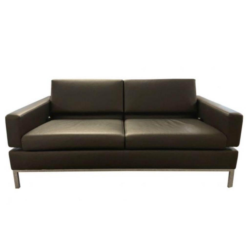 Brühl - Sofa Tomo Leder Unit 542-10 Schwarz Gestell Schwarz Inkl. Ausklappbarer Fußstütze - 1